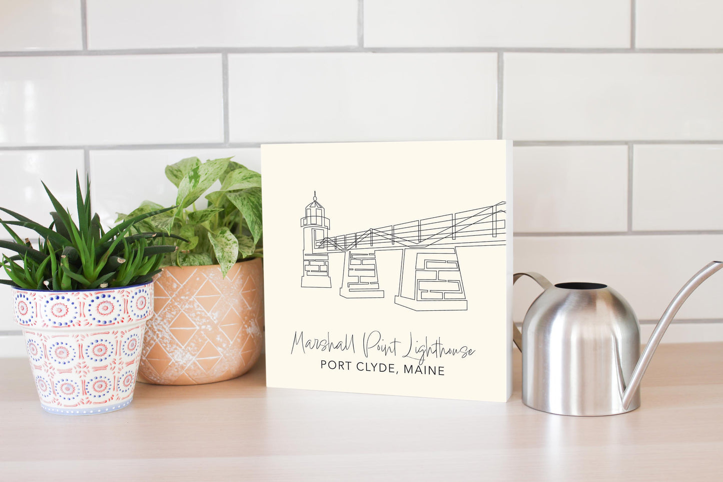 Cream Marshall Point Lighthouse | Wood Block | Eaches | Min 2