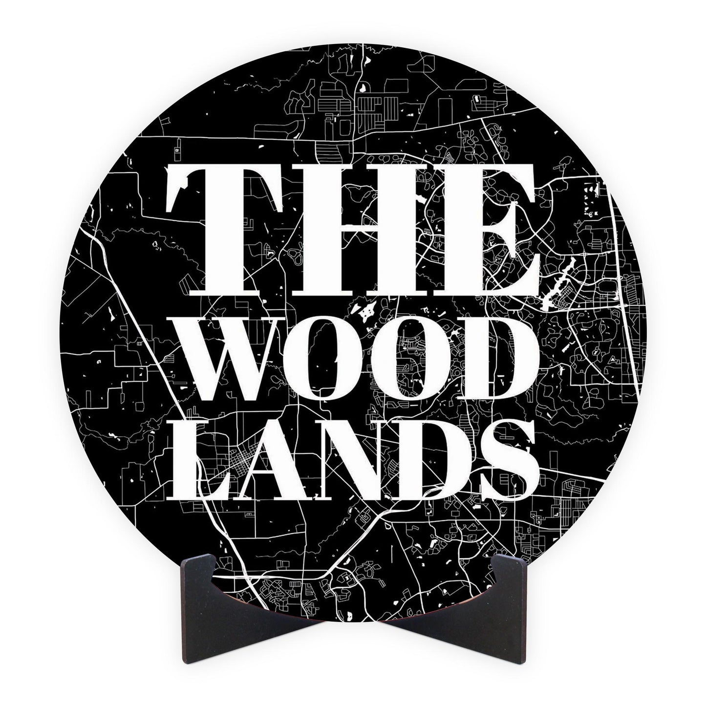 Minimalistic B&W Texas The Woodlands Map | Wood Sign | Eaches | Min 1