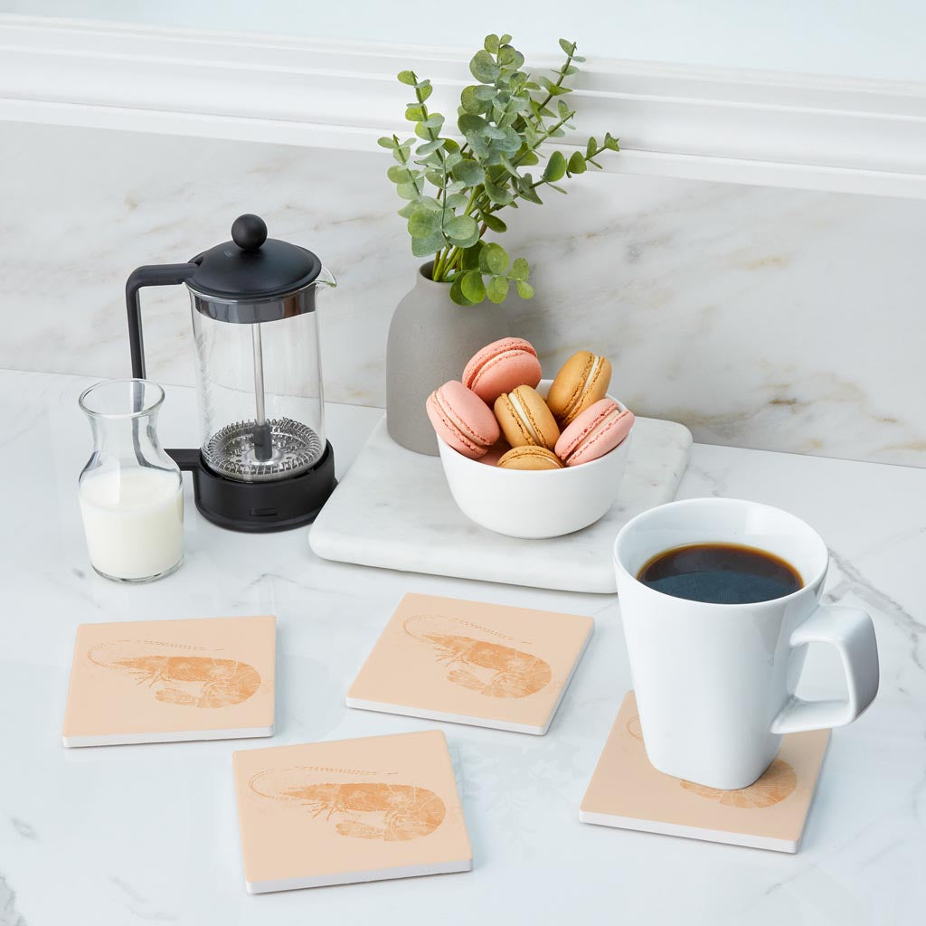 Louisiana Colorful Water Color Shrimp| Absorbent Coasters | Set of 4 | Min 2