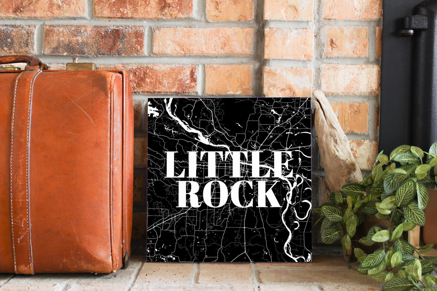 B&W Minimalist Arkansas Little Rock Map | Wood Sign | Eaches | Min 2