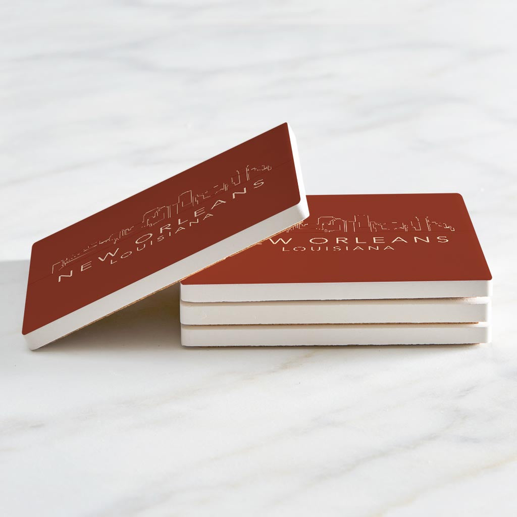 Louisiana Colorful New Orleans Skyline | Absorbent Coasters | Set of 4 | Min 2
