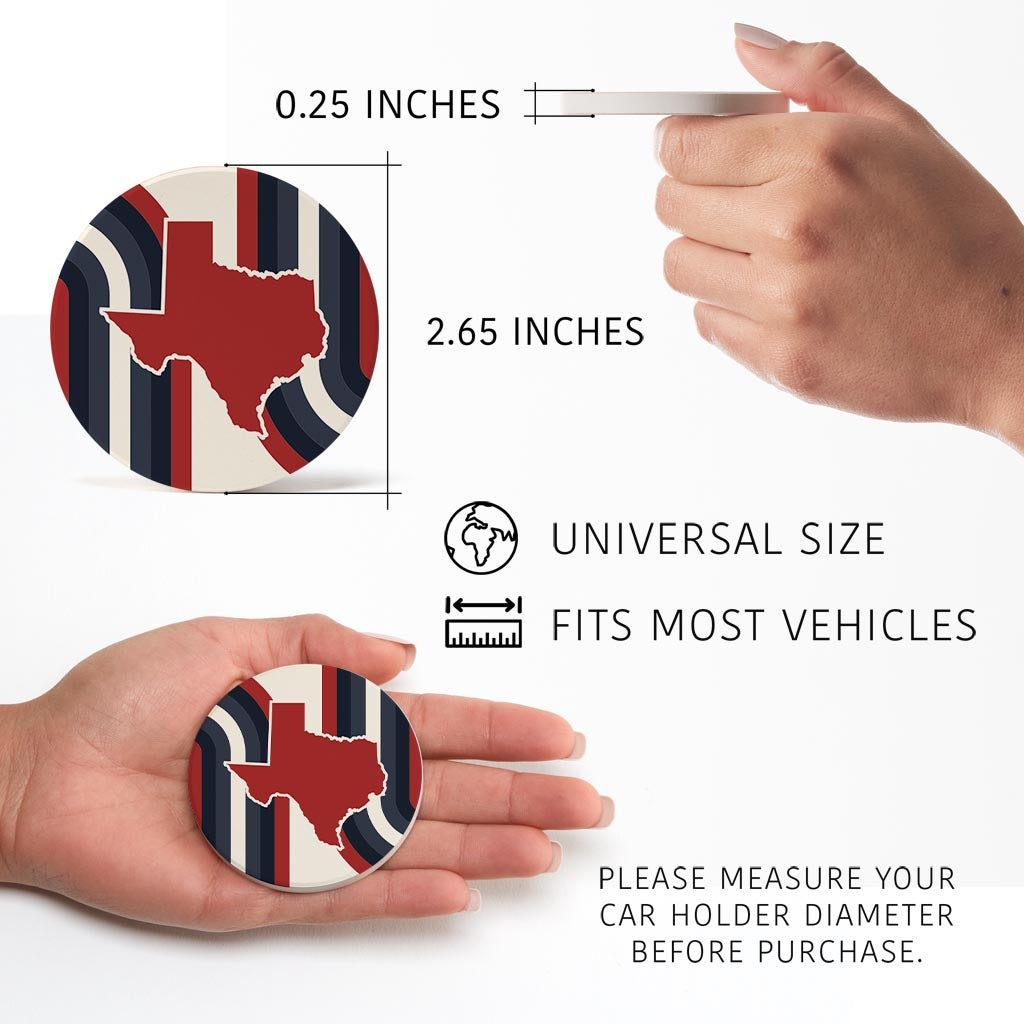 Modern Minimalist Texas Colors Retro Shape| Absorbent Car Coasters | Set of 2 | Min 4