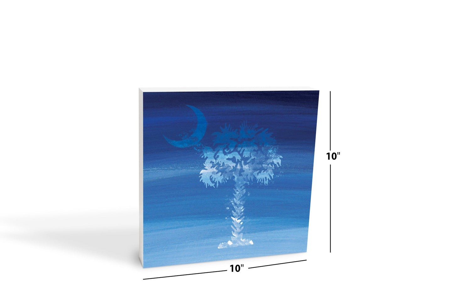 South Carolina Blue Water Color Palm Trees | Wood Block | Eaches | Min 2
