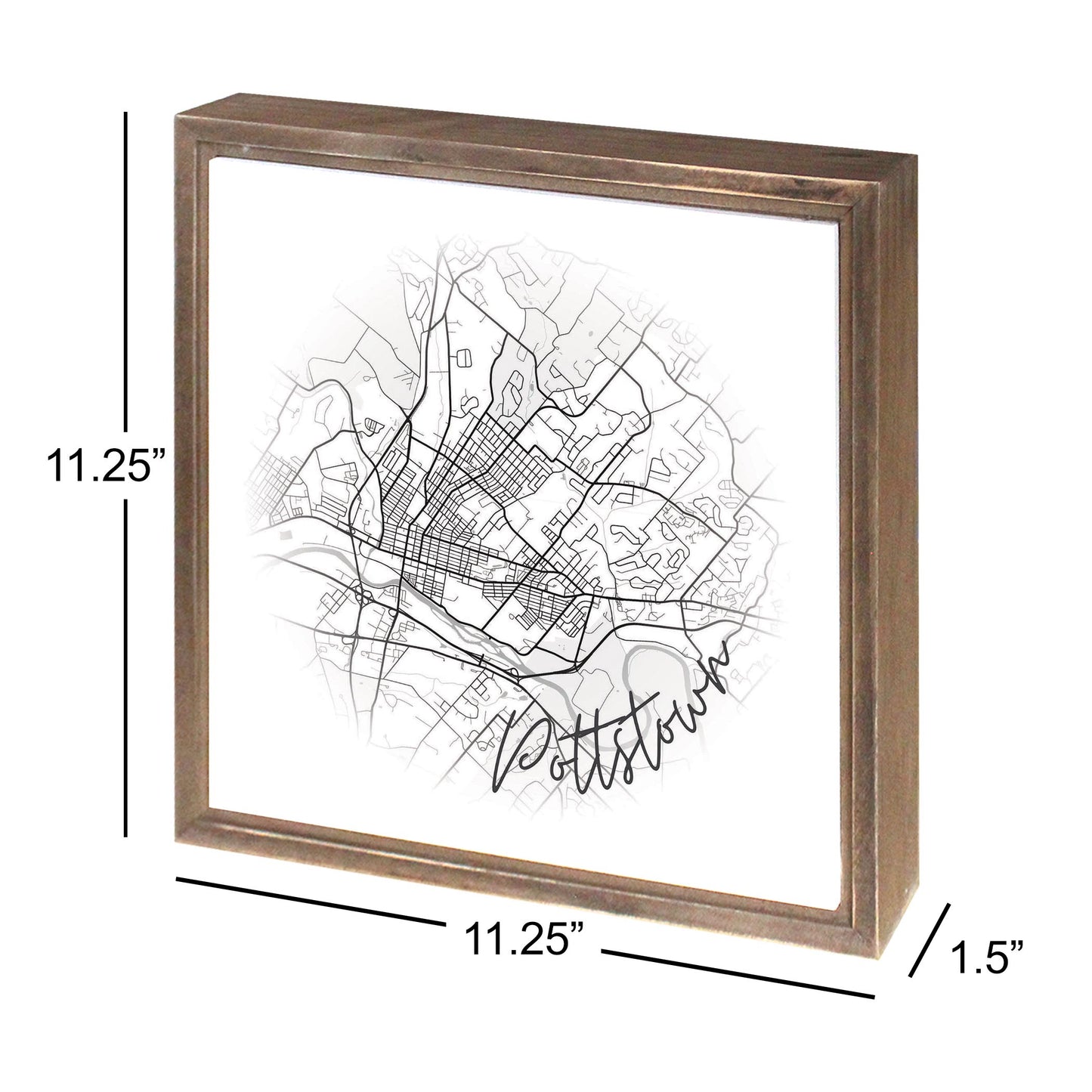 Minimalistic B&W Pennsylvania Pottstown Circle Map | Wood Sign | Eaches | Min 1