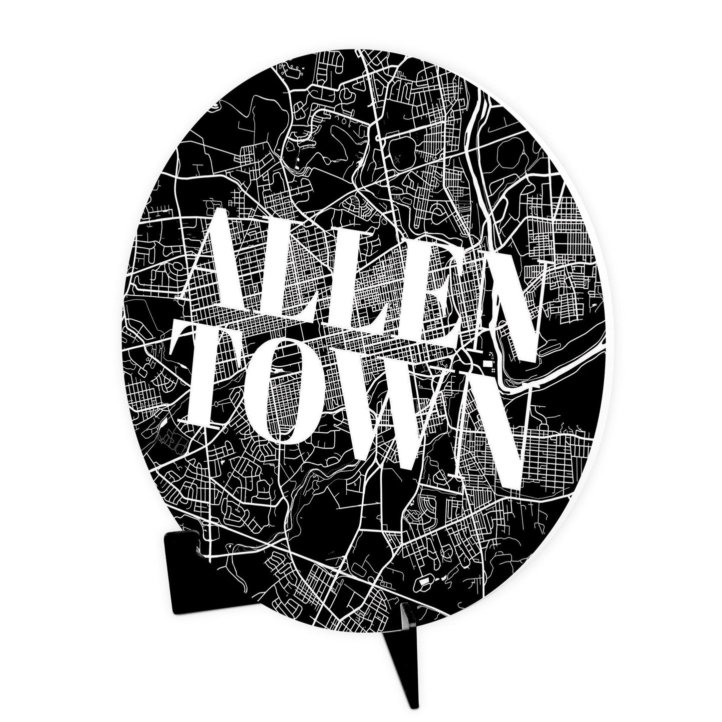 Minimalistic B&W Pennsylvania Allentown Map | Wood Sign | Eaches | Min 1