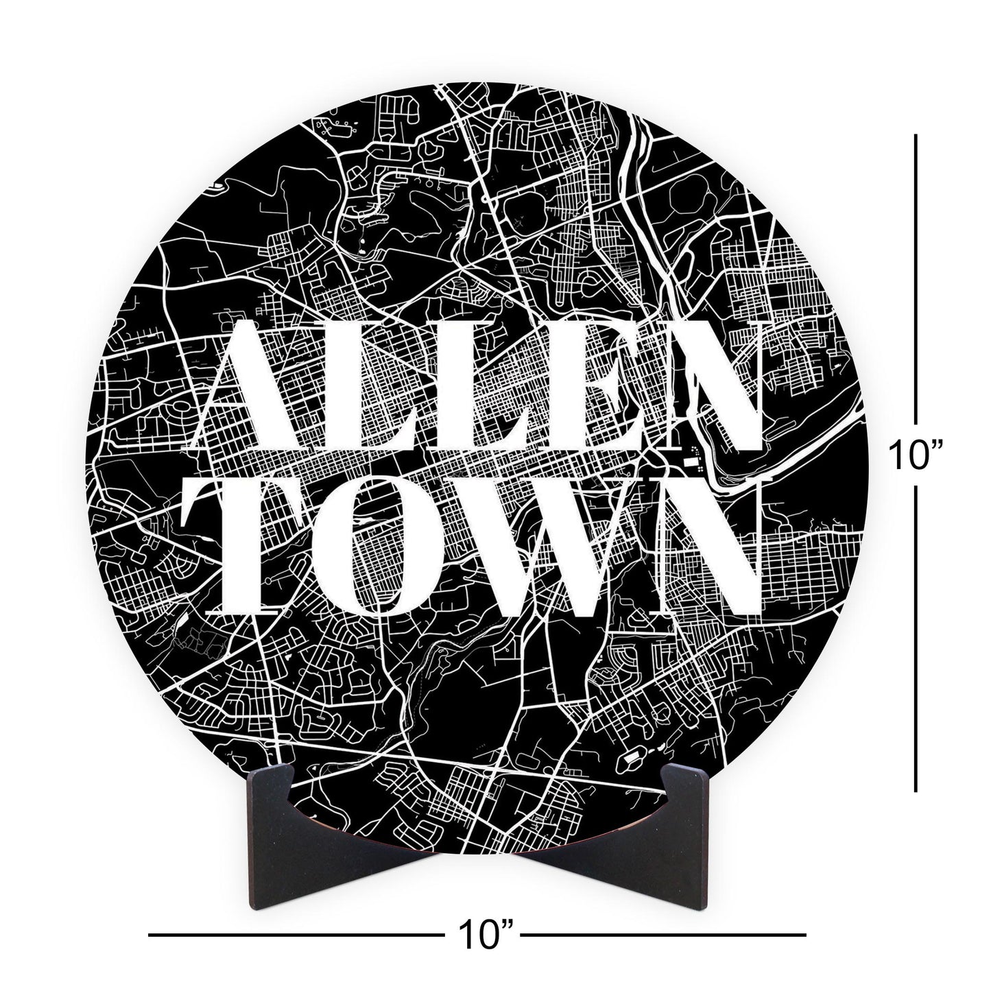 Minimalistic B&W Pennsylvania Allentown Map | Wood Sign | Eaches | Min 1