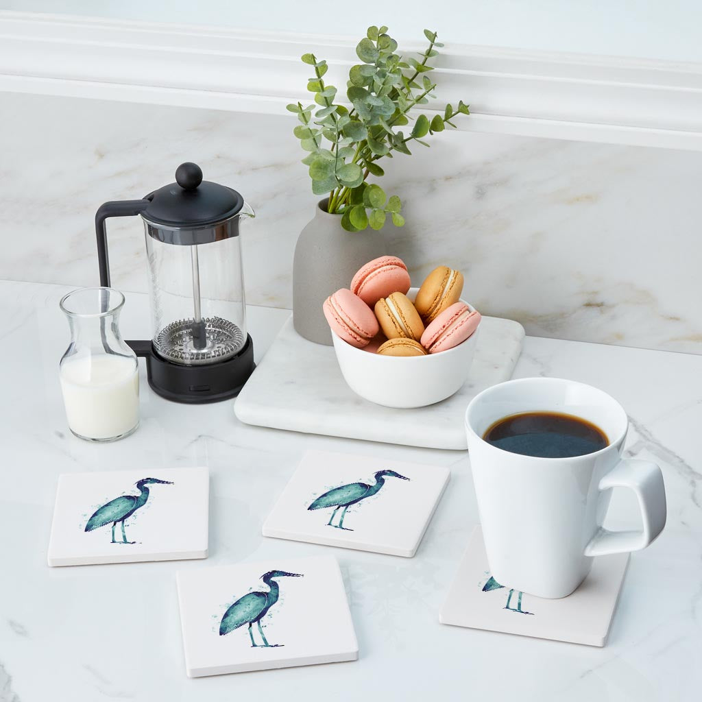 East Coast Water Color Heron | Absorbent Coasters | Set of 4 | Min 2