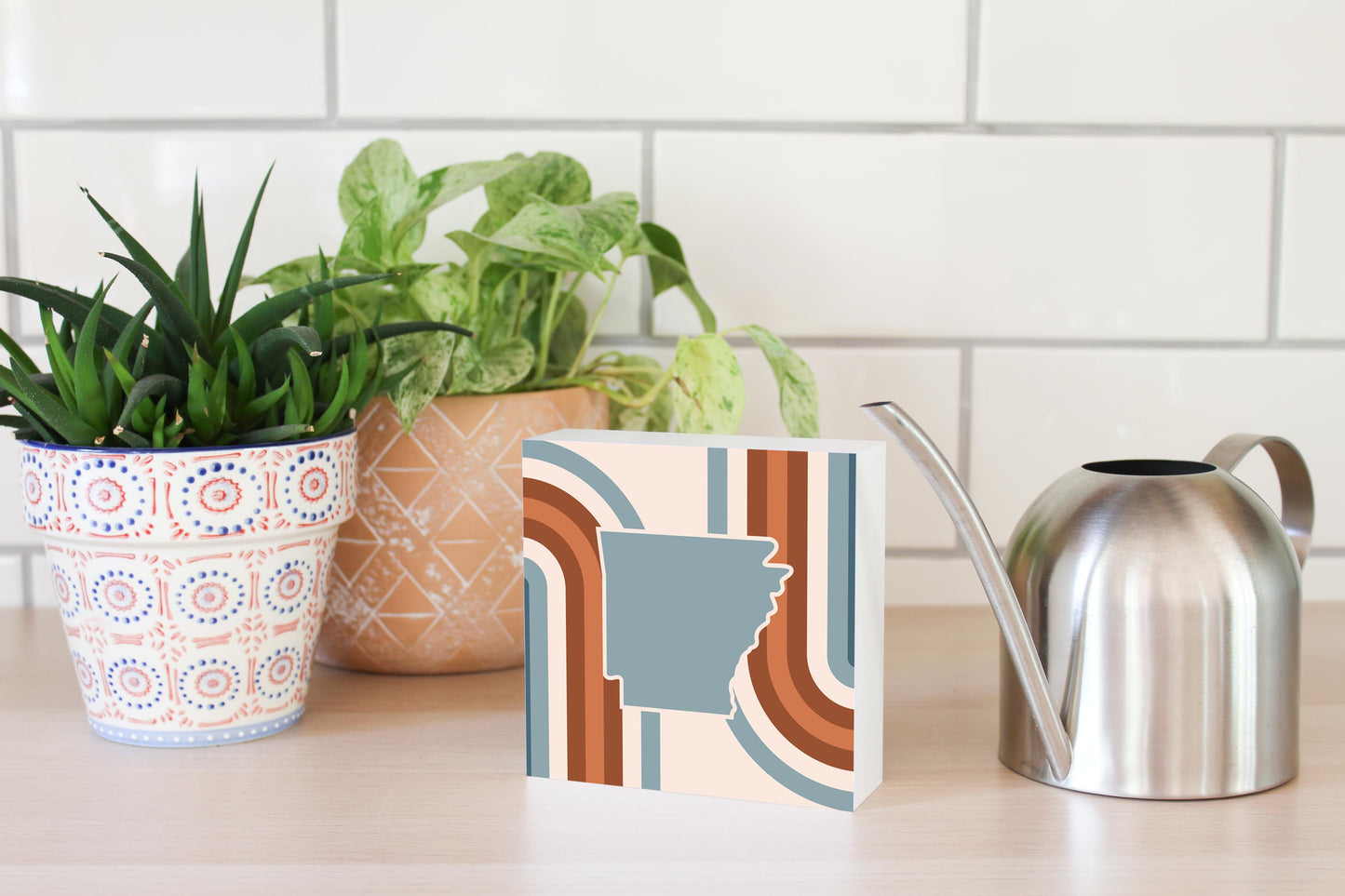 Modern Minimalist Arkansas Retro State Shape | Wood Block | Eaches | Min 4