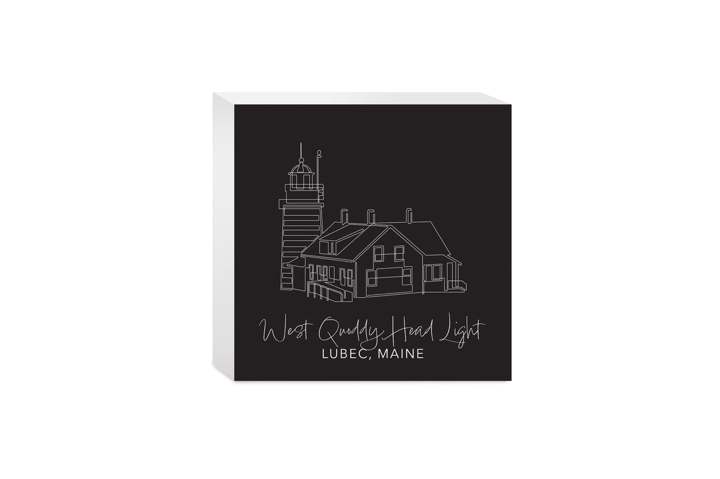 Black West Quoddy Head Light| Wood Block | Eaches | Min 4