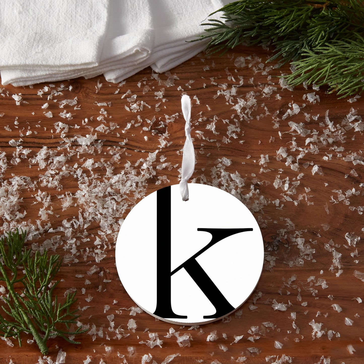 Minimalist Monogram K| Wood Ornament | Eaches | Min 6