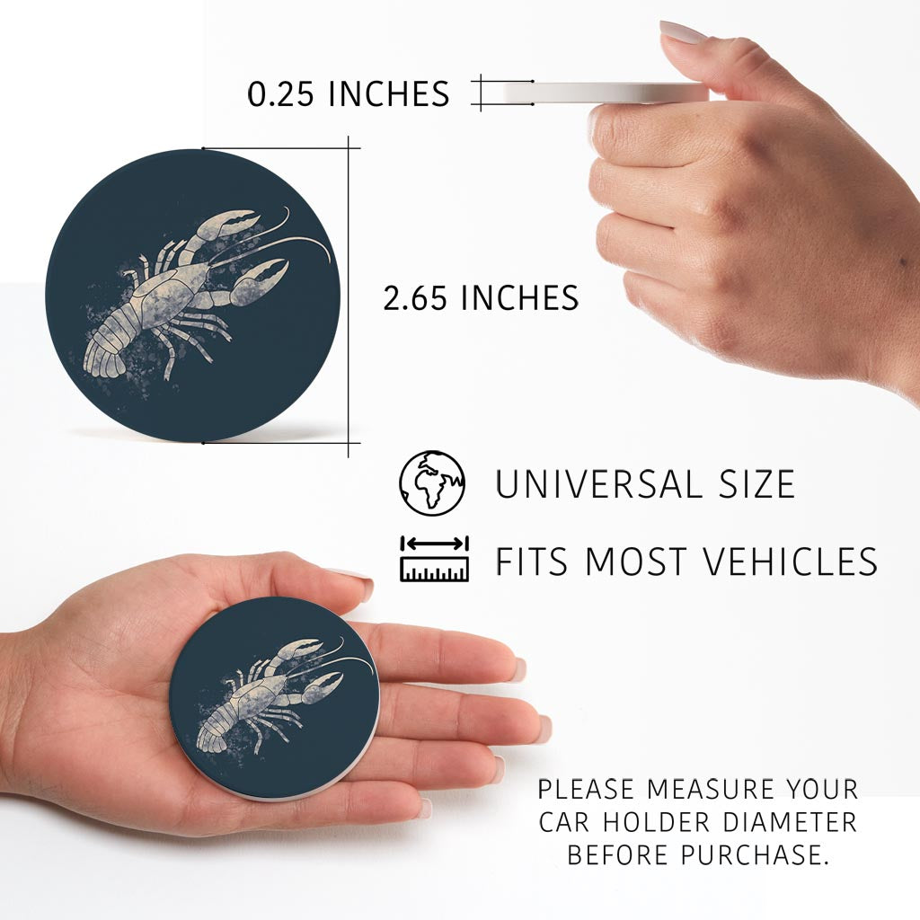 Modern Minimalist Louisiana Crawfish Water Color | Absorbent Car Coasters | Set of 2 | Min 4