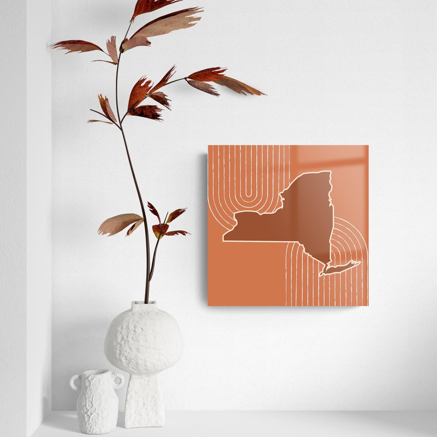 Modern Minimalistic New York Retro Thin Line | Hi-Def Glass Art | Eaches | Min 2