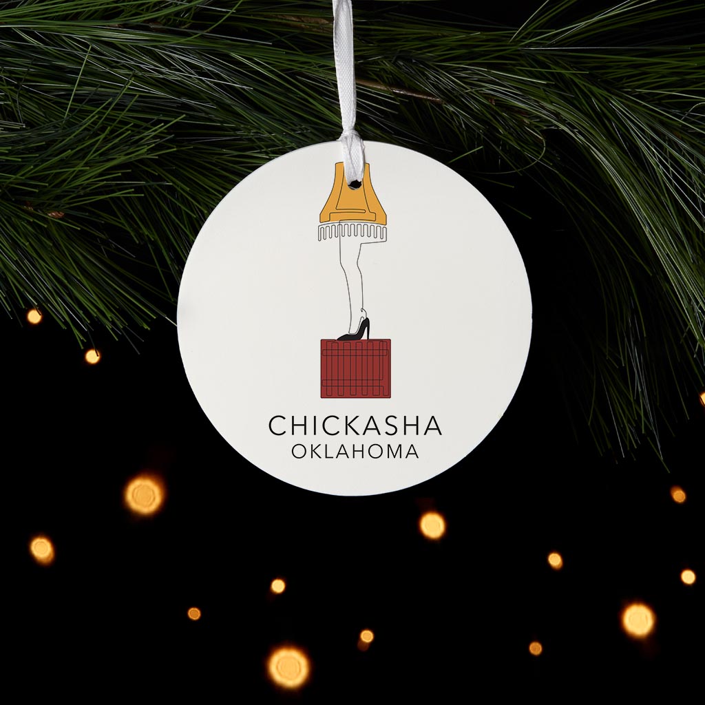 Modern Minimalist Oklahoma Colorful Chickasha Leg Lamp| Wood Ornament | Eaches | Min 6