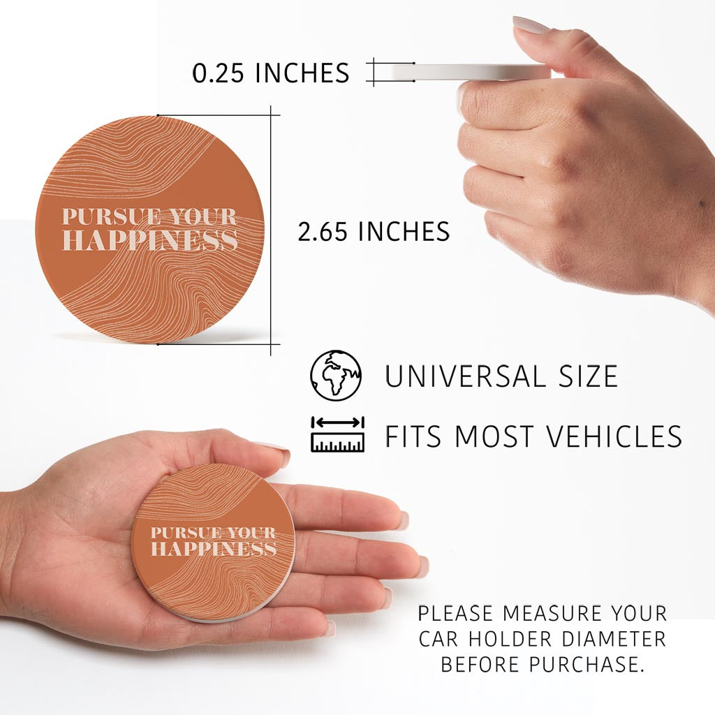 Modern Minimalist Pennsylvania Happiness Quip | Absorbent Car Coasters | Set of 2 | Min 4