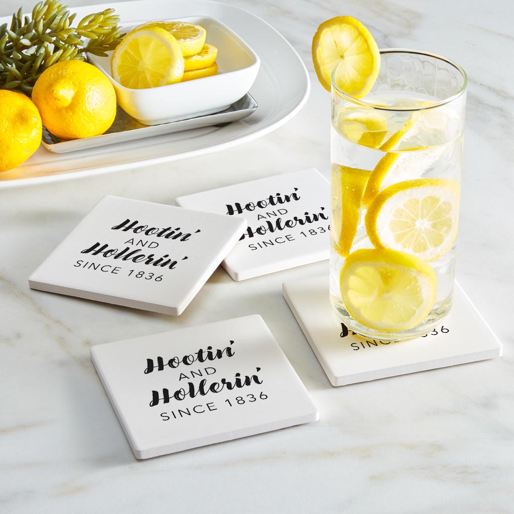 B&W Minimalist Arkansas Hootin Hollerin | Absorbent Coasters | Set of 4 | Min 2