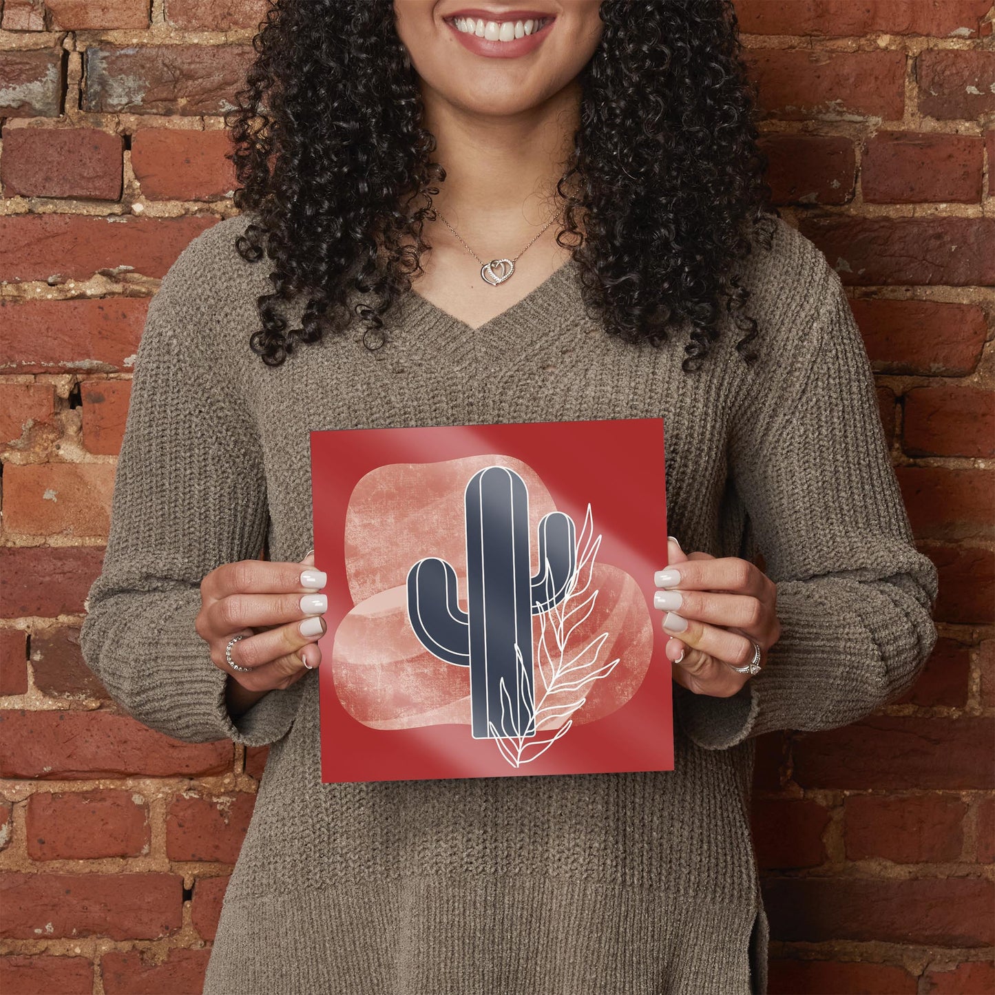 Modern Minimalist Texas Colors Cactus | Hi-Def Glass Art | Eaches | Min 2
