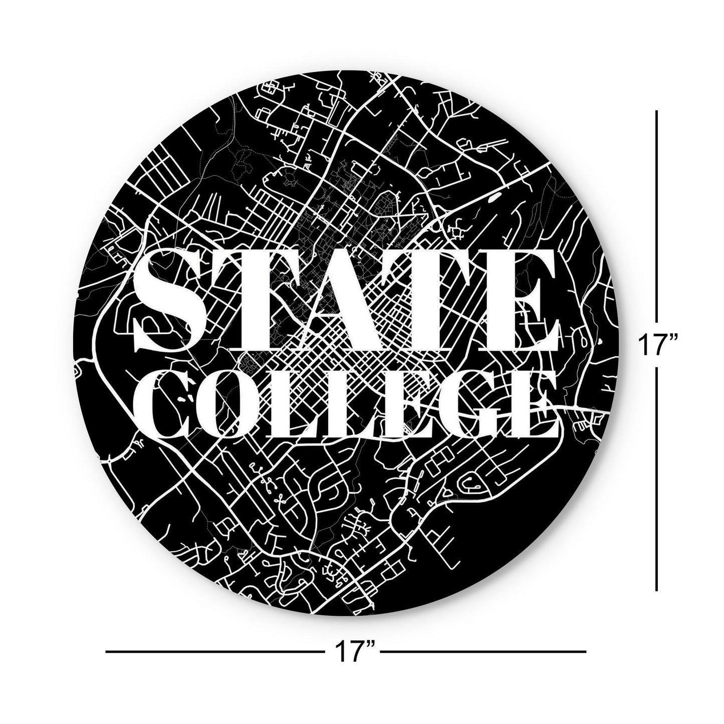 Minimalistic B&W Pennsylvania State College Map | Wood Sign | Eaches | Min 1