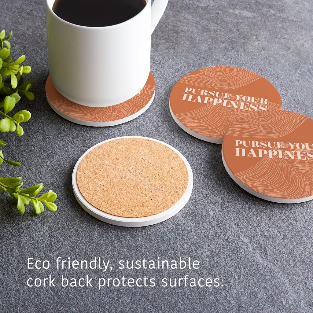 Modern Minimalist Pennsylvania Happiness Quip | Absorbent Coasters | Set of 4 | Min 2