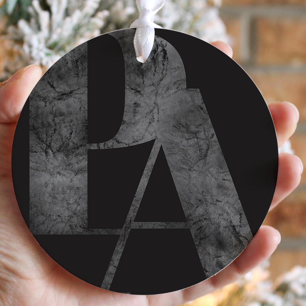 Minimalistic B&W Pennsylvania Black Initials | Wood Ornament | Eaches | Min 6