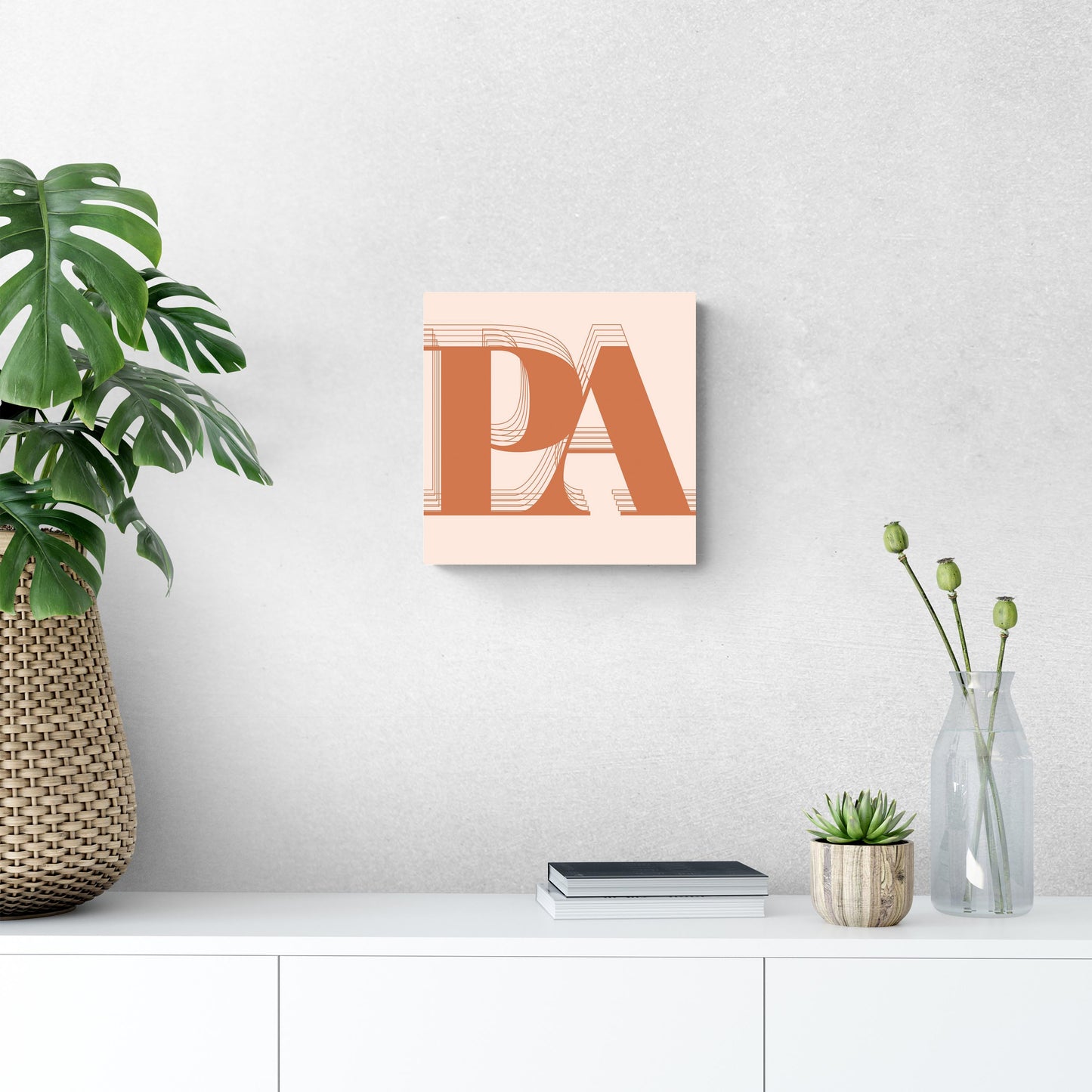 Modern Minimalist Pennsylvania Pa Initials Dark | Wood Sign | Eaches | Min 2