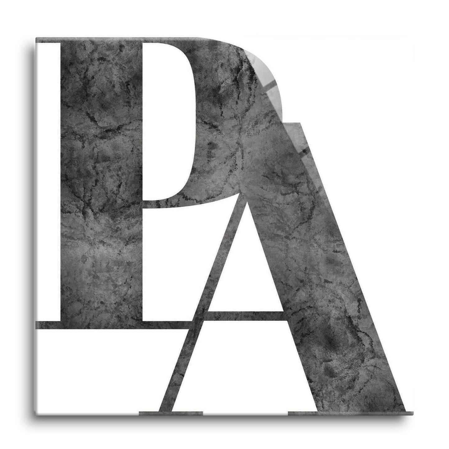 Minimalistic B&W Pennsylvania White Initials | Hi-Def Glass Art | Eaches | Min 1
