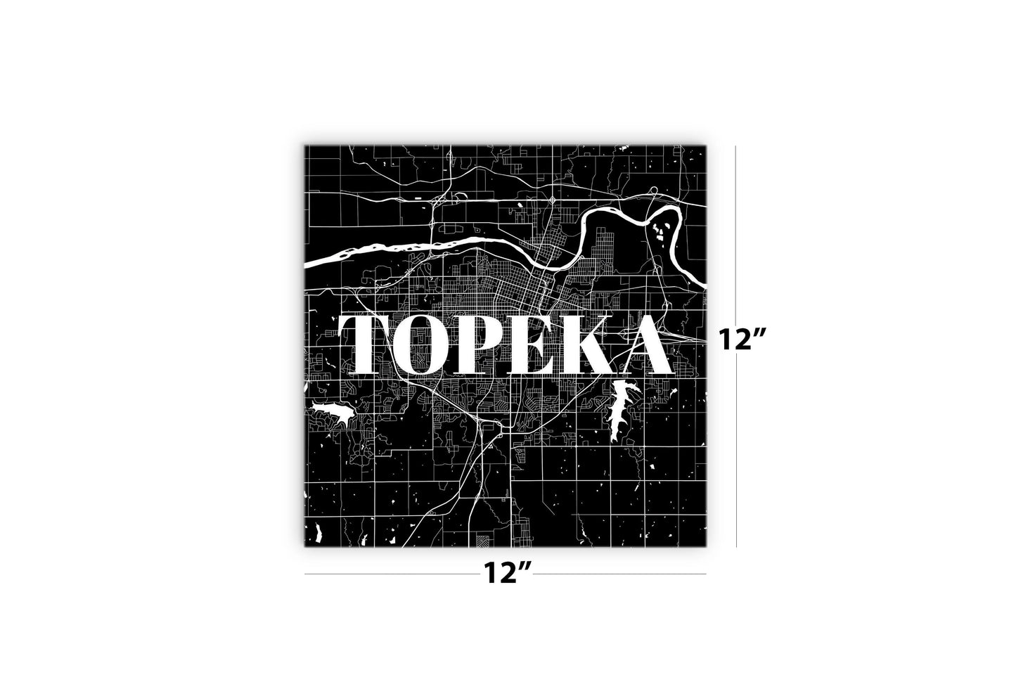 Minimalist B&W Kansas Topeka Map | Wood Sign | Eaches | Min 2