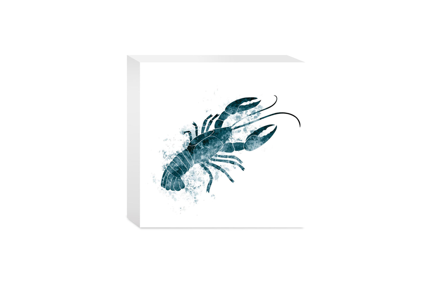 Blue White Water Color Crawfish | Wood Block | Eaches | Min 4