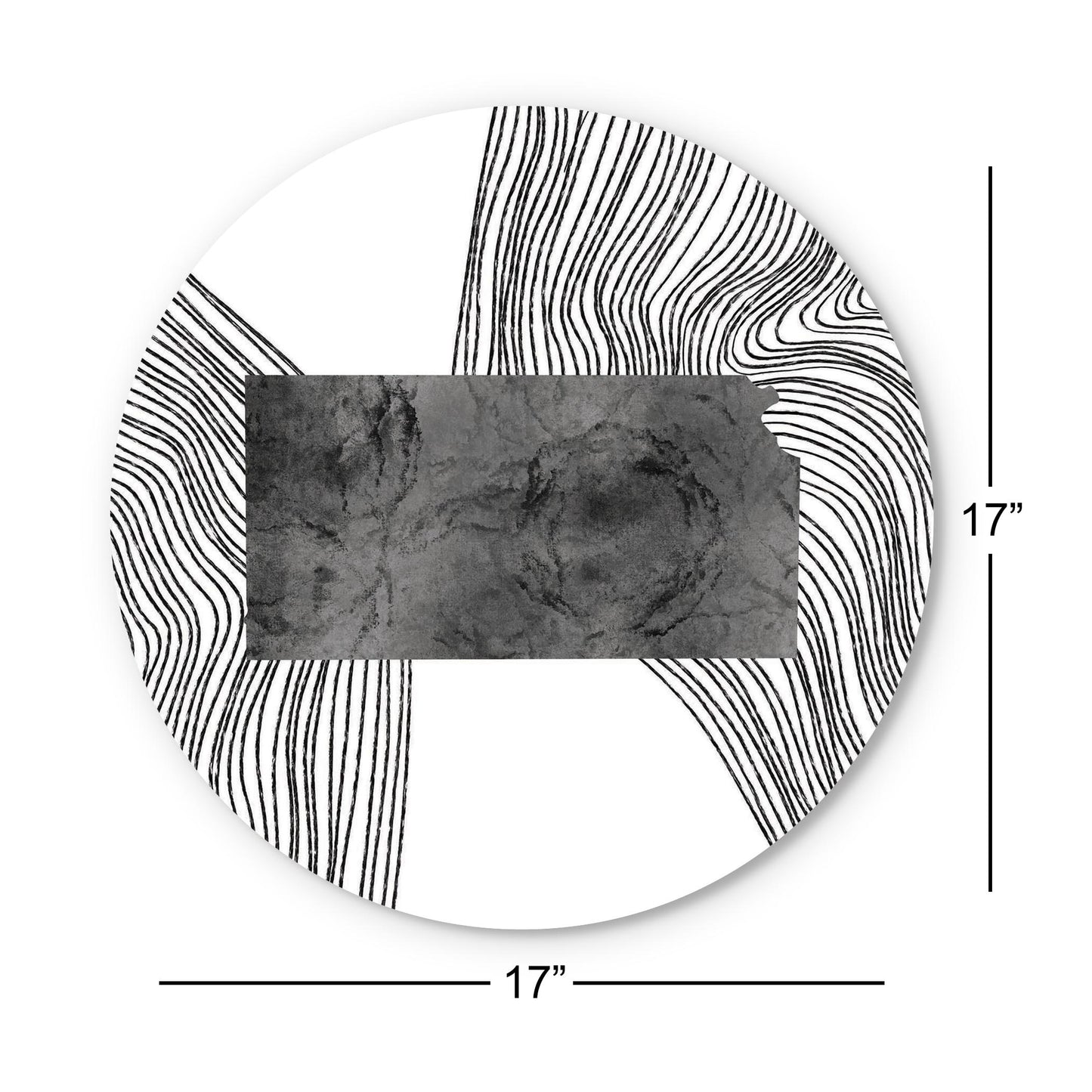 Minimalist B&W Kansas State With Fluid Lines | Wood Sign | Eaches | Min 1