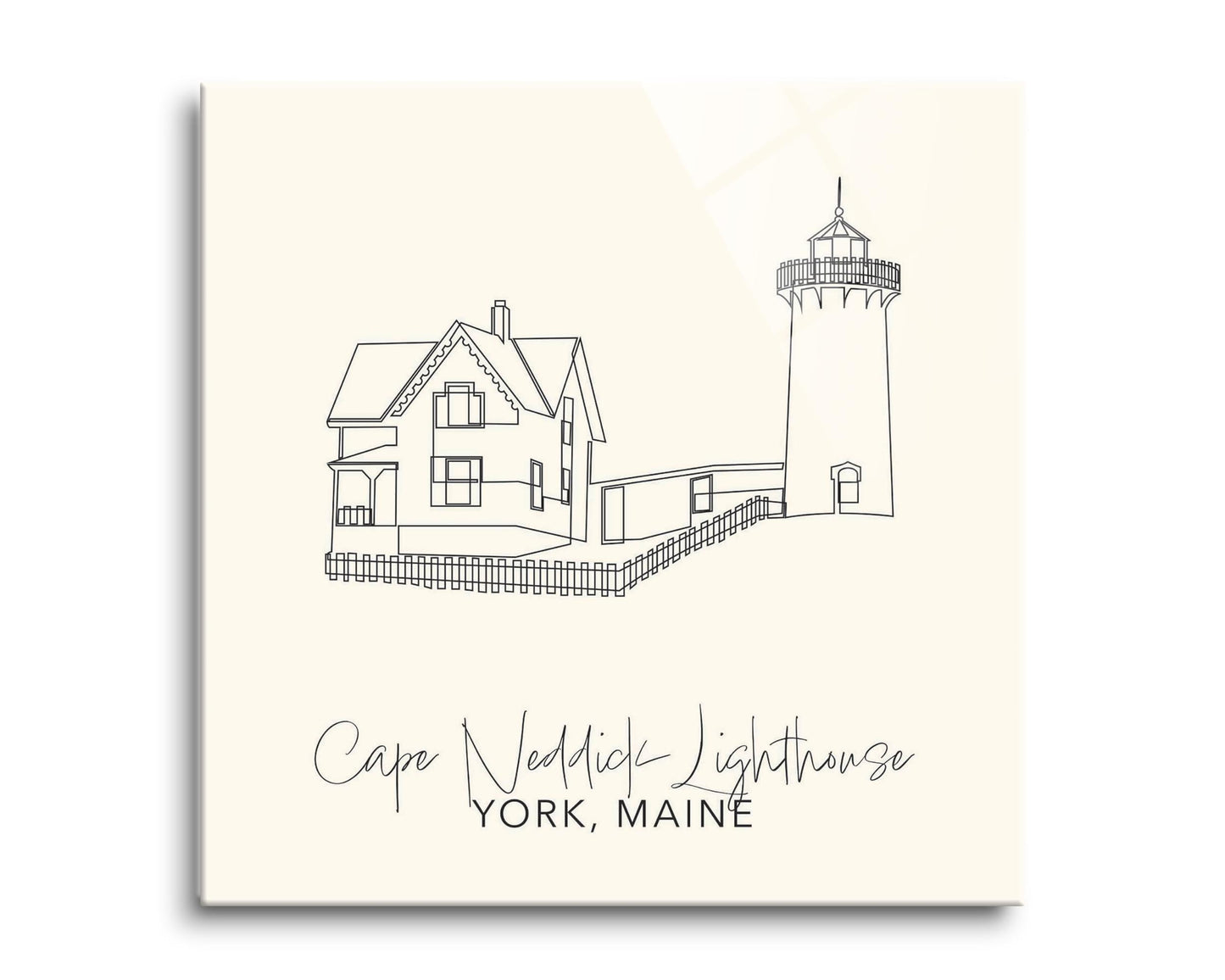 Cream Cape Neddick Lighthouse | Hi-Def Glass Art | Eaches | Min 2