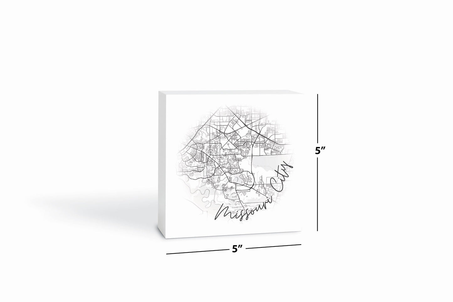 Minimalistic B&W Texas Missouri City Circle Map | Wood Block | Eaches | Min 4