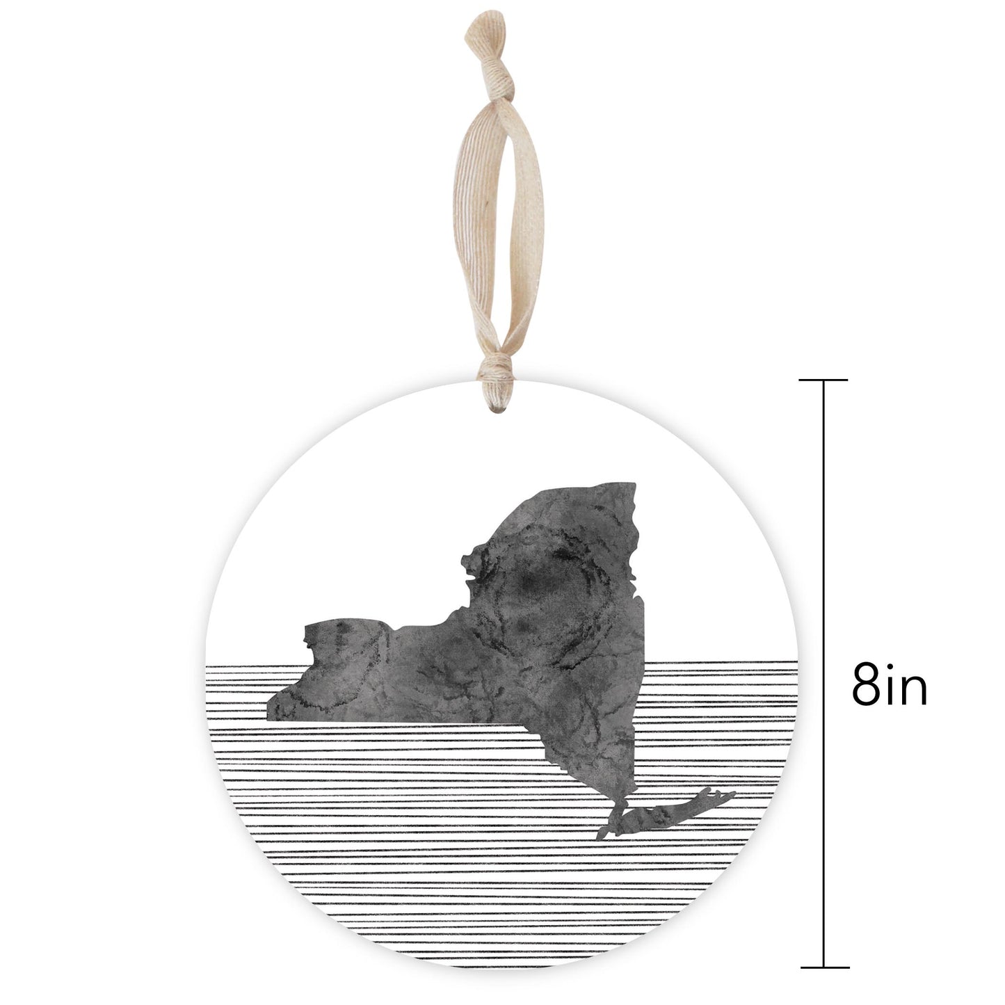 Minimalistic B&W New York Shape Straight Lines | Wood Ornament | Eaches | Min 1