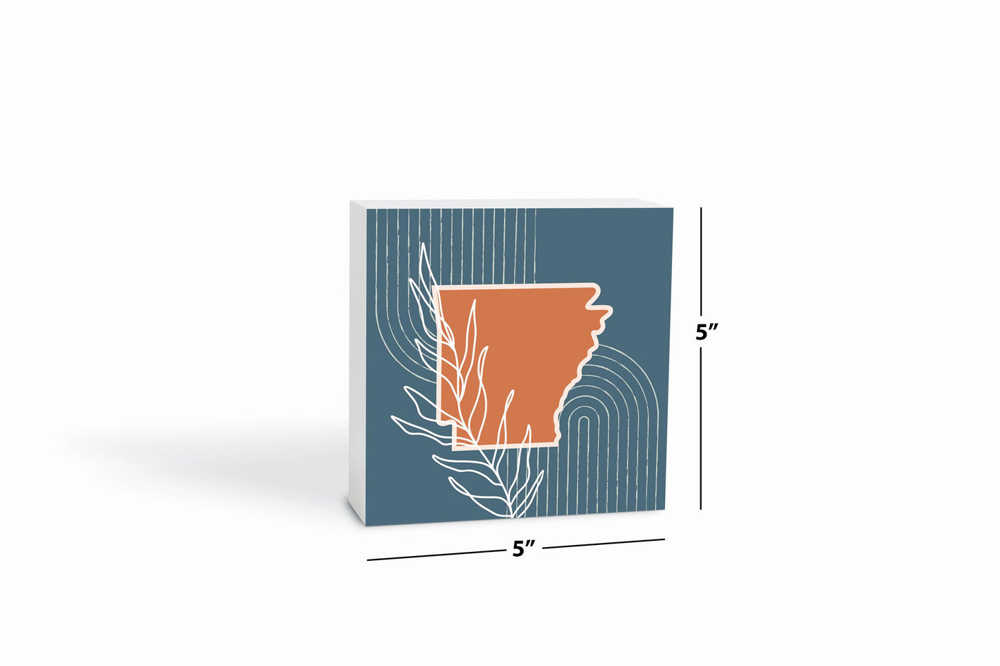 Modern Minimalist Arkansas State Shape With Leaf | Wood Block | Eaches | Min 4