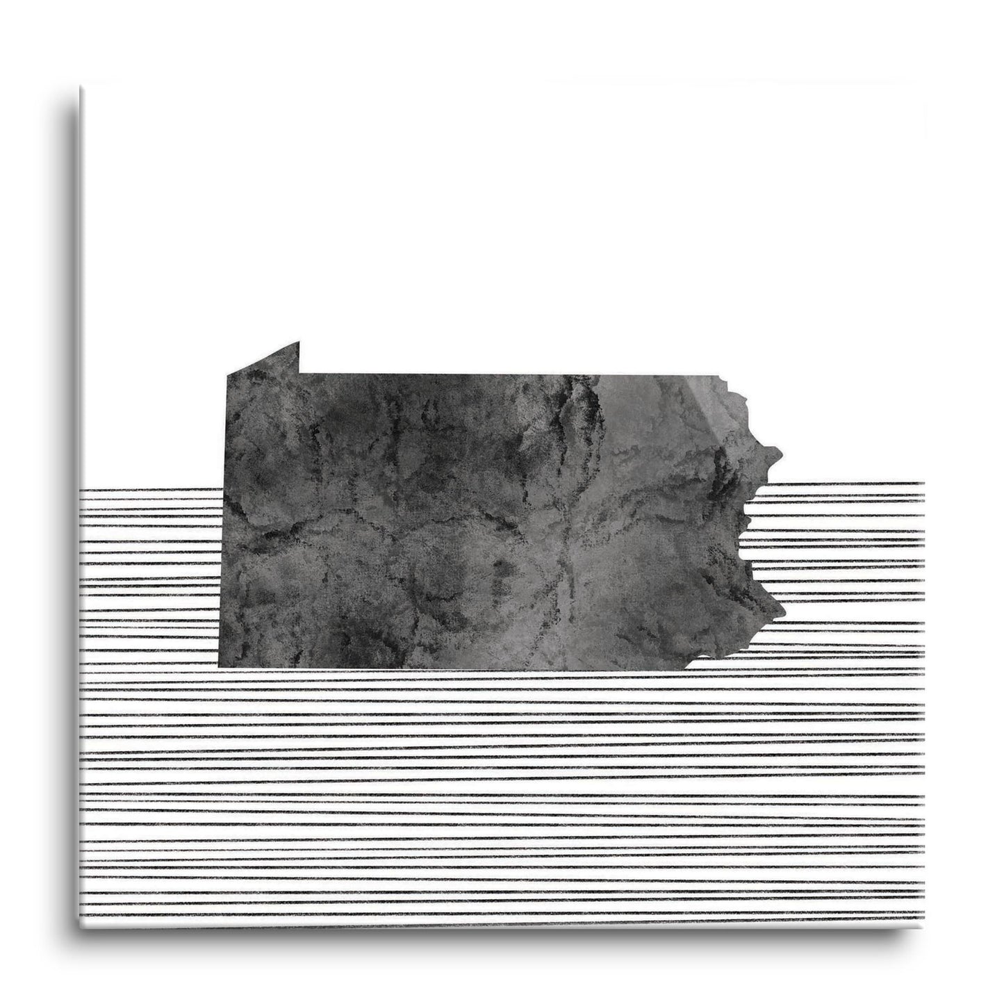Minimalistic B&W Pennsylvania Shape Straight Lines | Hi-Def Glass Art | Eaches | Min 1