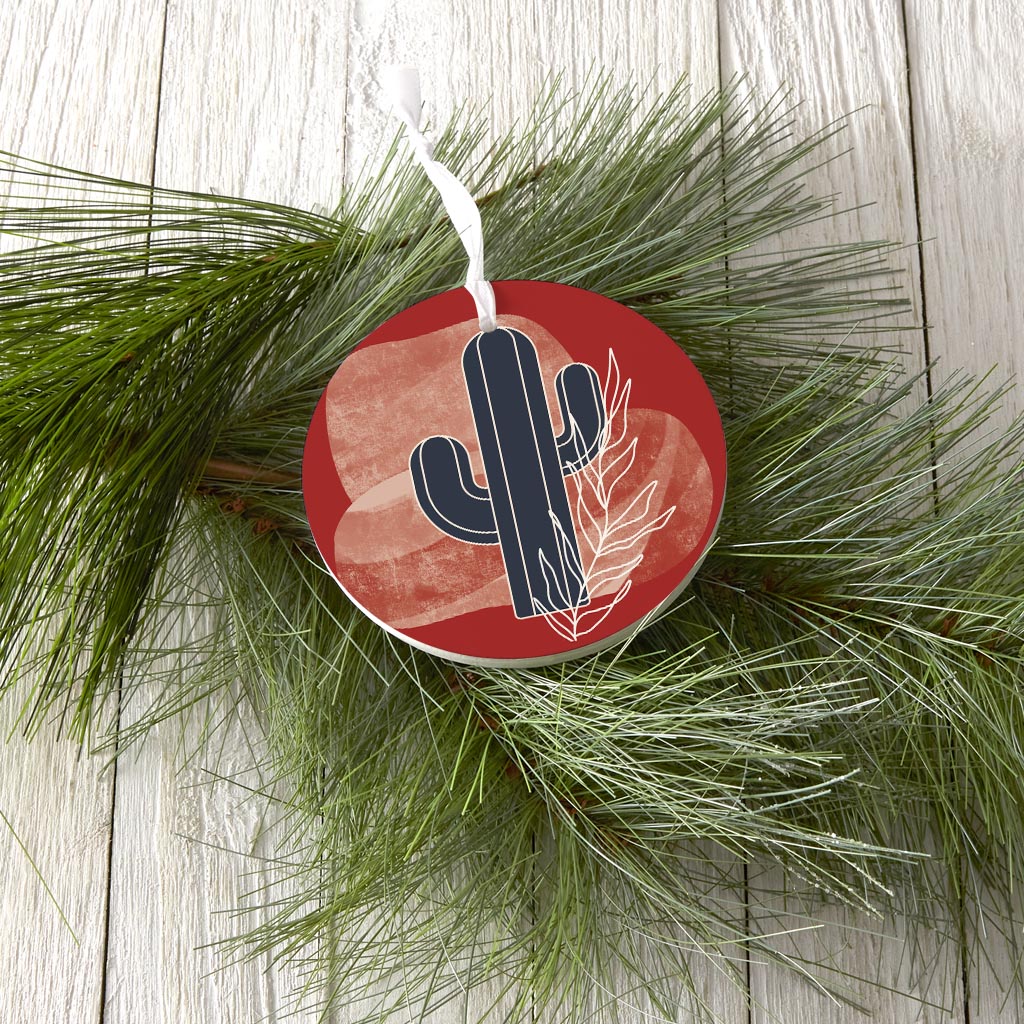 Modern Minimalist Texas Colors Cactus | Wood Ornament | Eaches | Min 6
