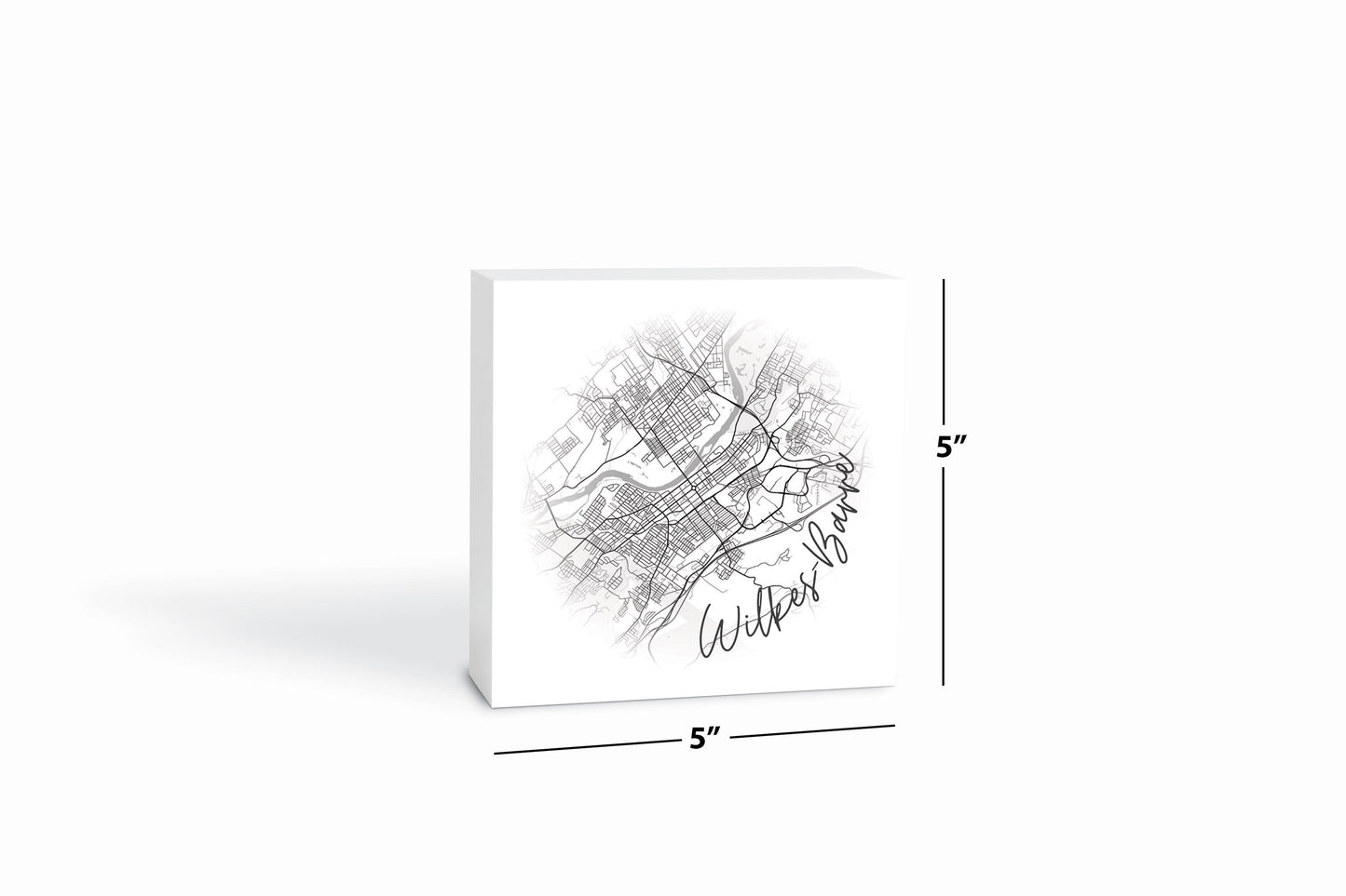 Minimalistic B&W Pennsylvania Wilkes Barre Circle Map | Wood Block | Eaches | Min 4