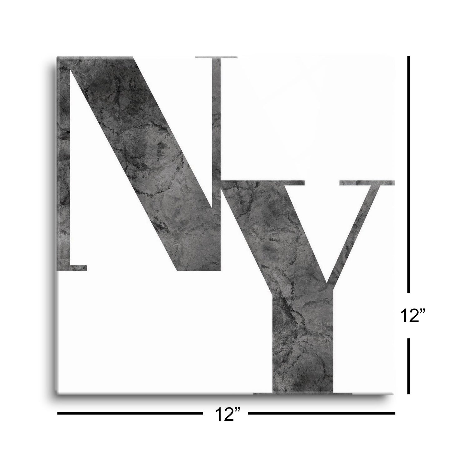 Minimalistic B&W New York White Initials | Hi-Def Glass Art | Eaches | Min 1