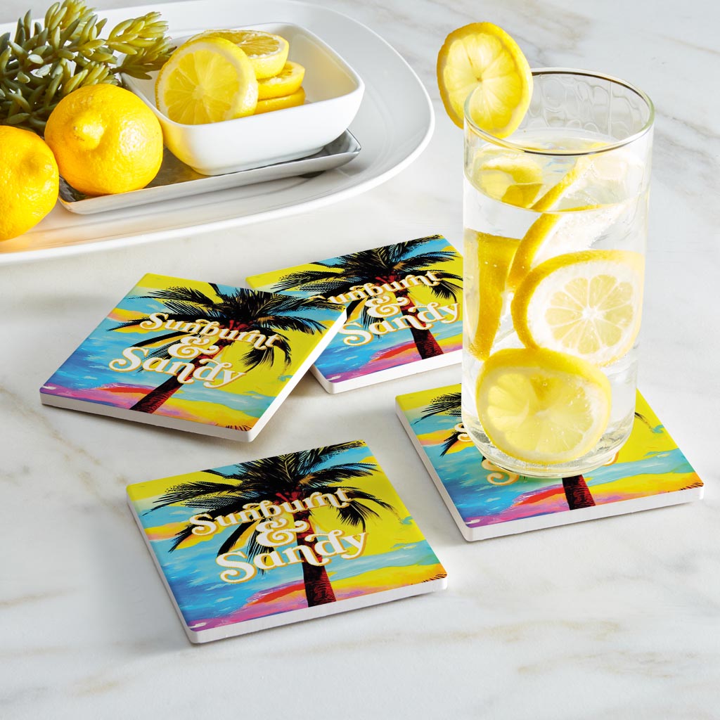 Sunburnt Sandy | Absorbent Coasters | Set of 4 | Min 2