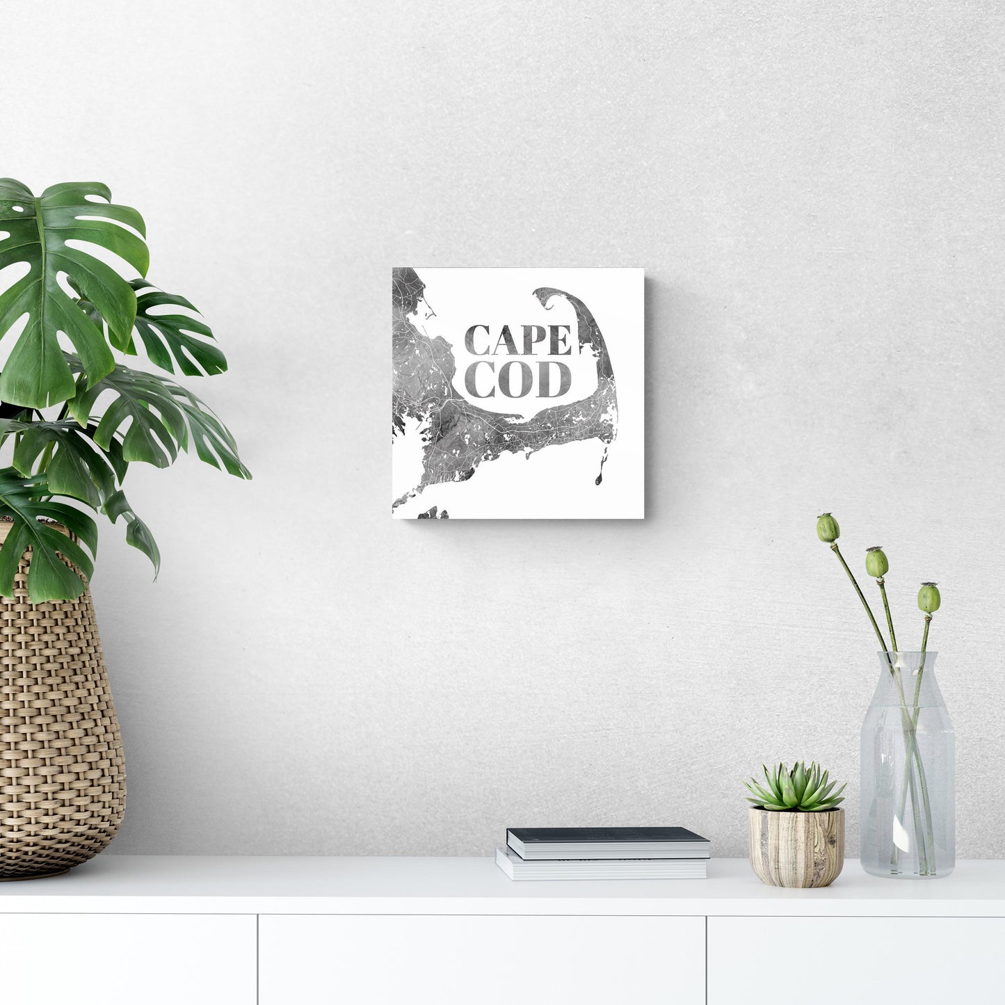 Minimalistic B&W Cape Cod Map | Hi-Def Glass Art | Eaches | Min 1