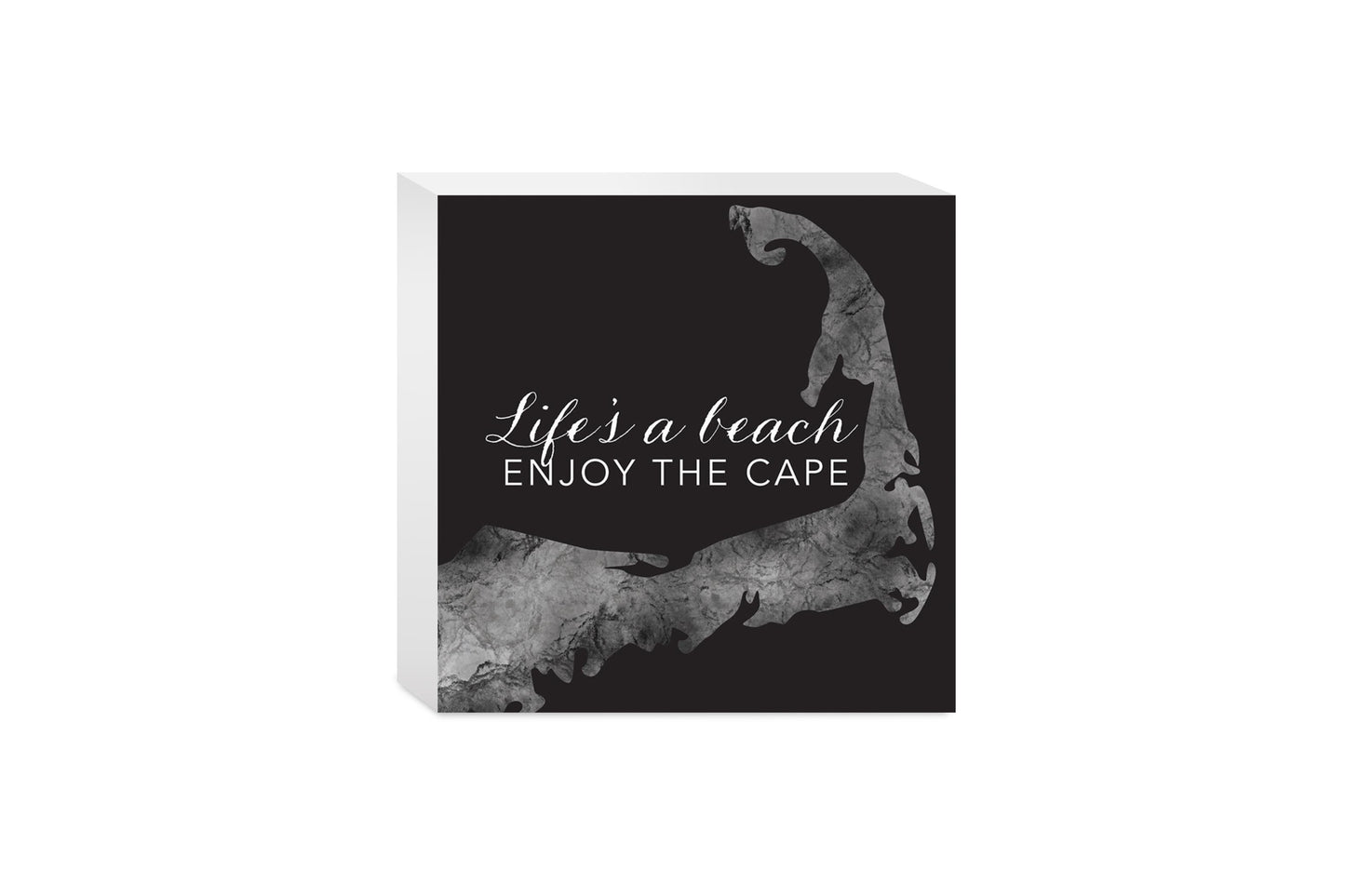 Minimalistic B&W Cape Cod Lifes A Beach| Wood Block | Eaches | Min 4