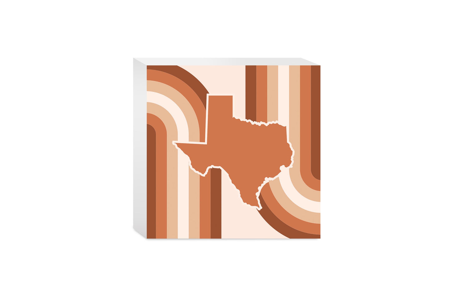 Modern Minimalist Texas State Shape Retro Lines | Wood Block | Eaches | Min 4