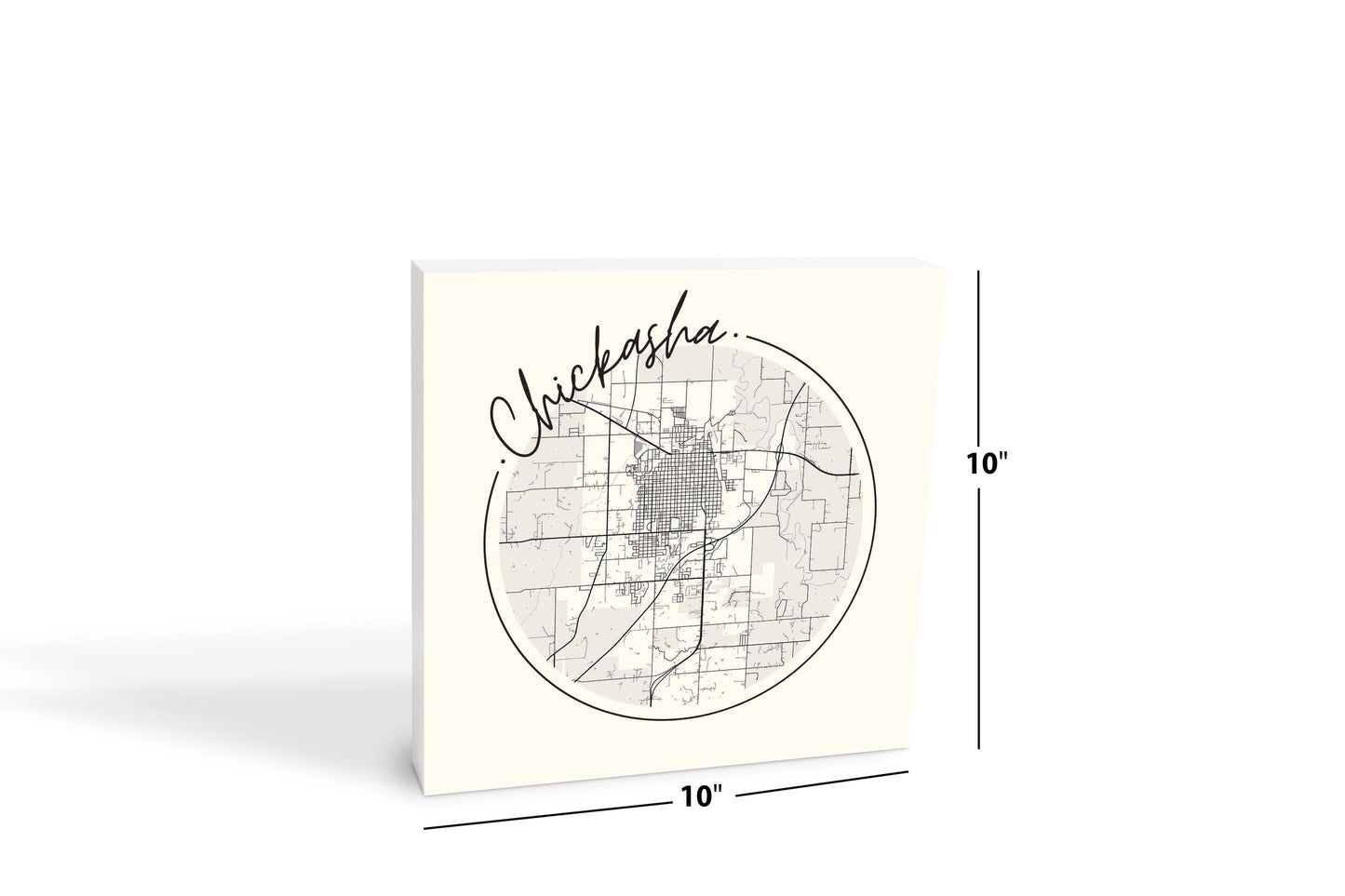 Modern Minimalist Oklahoma Chickasha Map | Wood Block | Eaches | Min 2