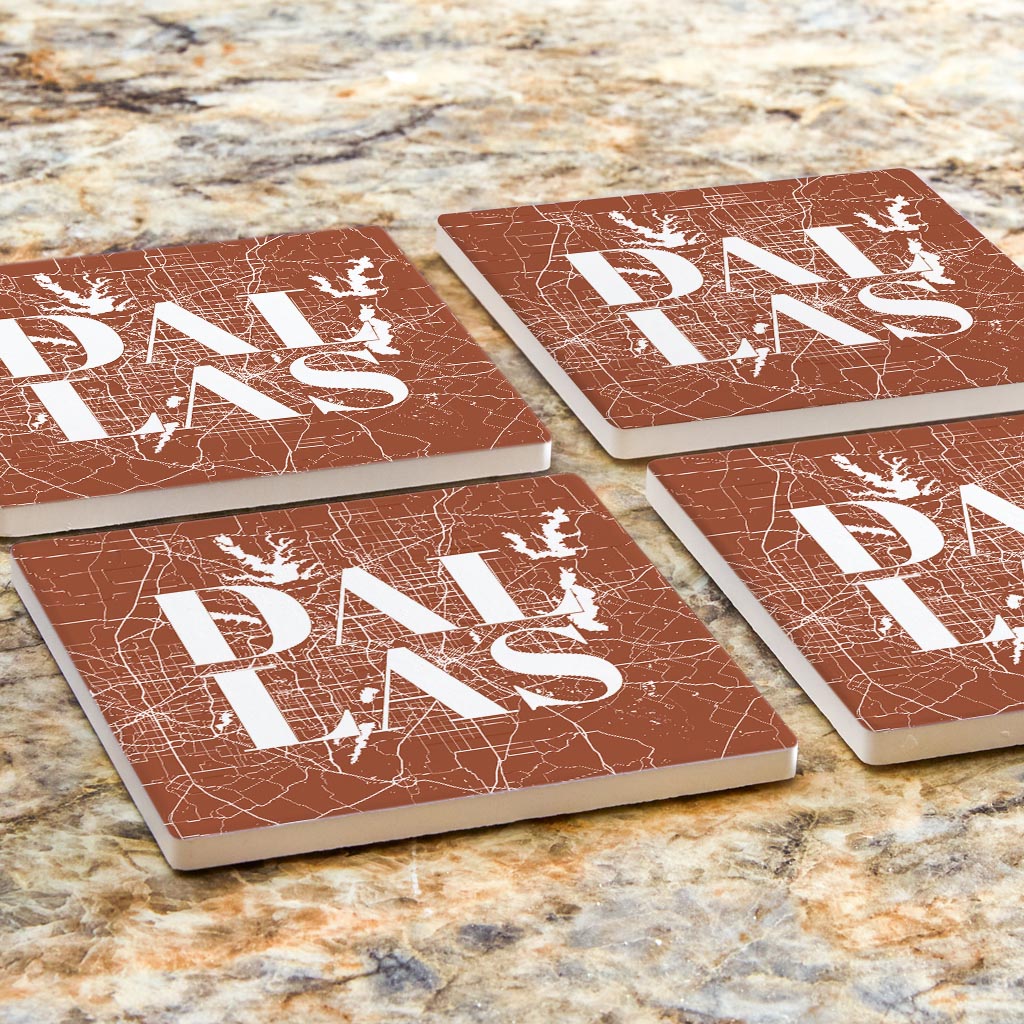 Modern Minimalist Dallas Texas Map| Absorbent Coasters | Set of 4 | Min 2