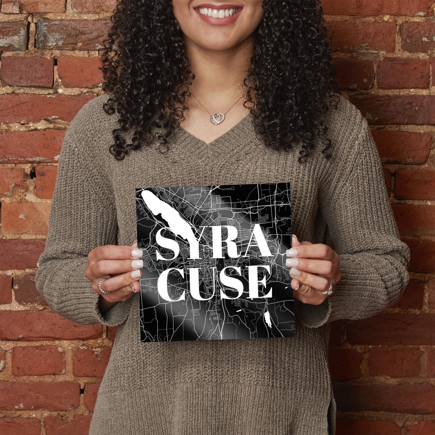 Minimalistic B&W New York Syracuse Map | Hi-Def Glass Art | Eaches | Min 2