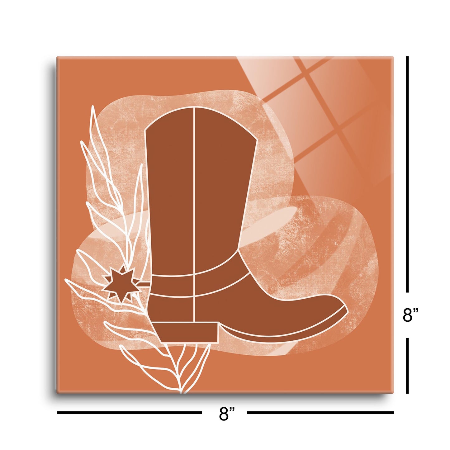 Modern Minimalist Texas Cowboy Boot | Hi-Def Glass Art | Eaches | Min 2