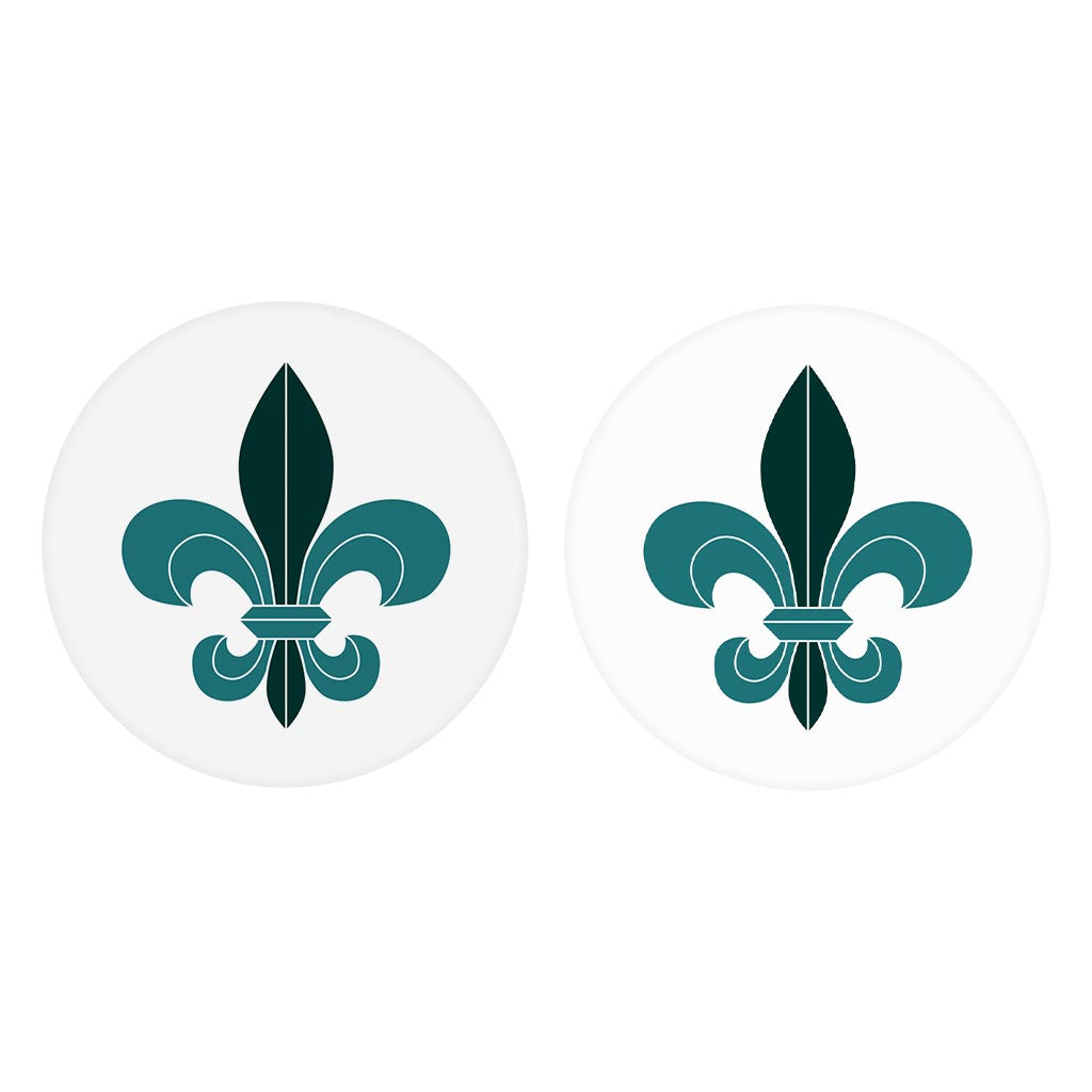 Blue White Fleu De Lis | Absorbent Car Coasters | Set of 2 | Min 4