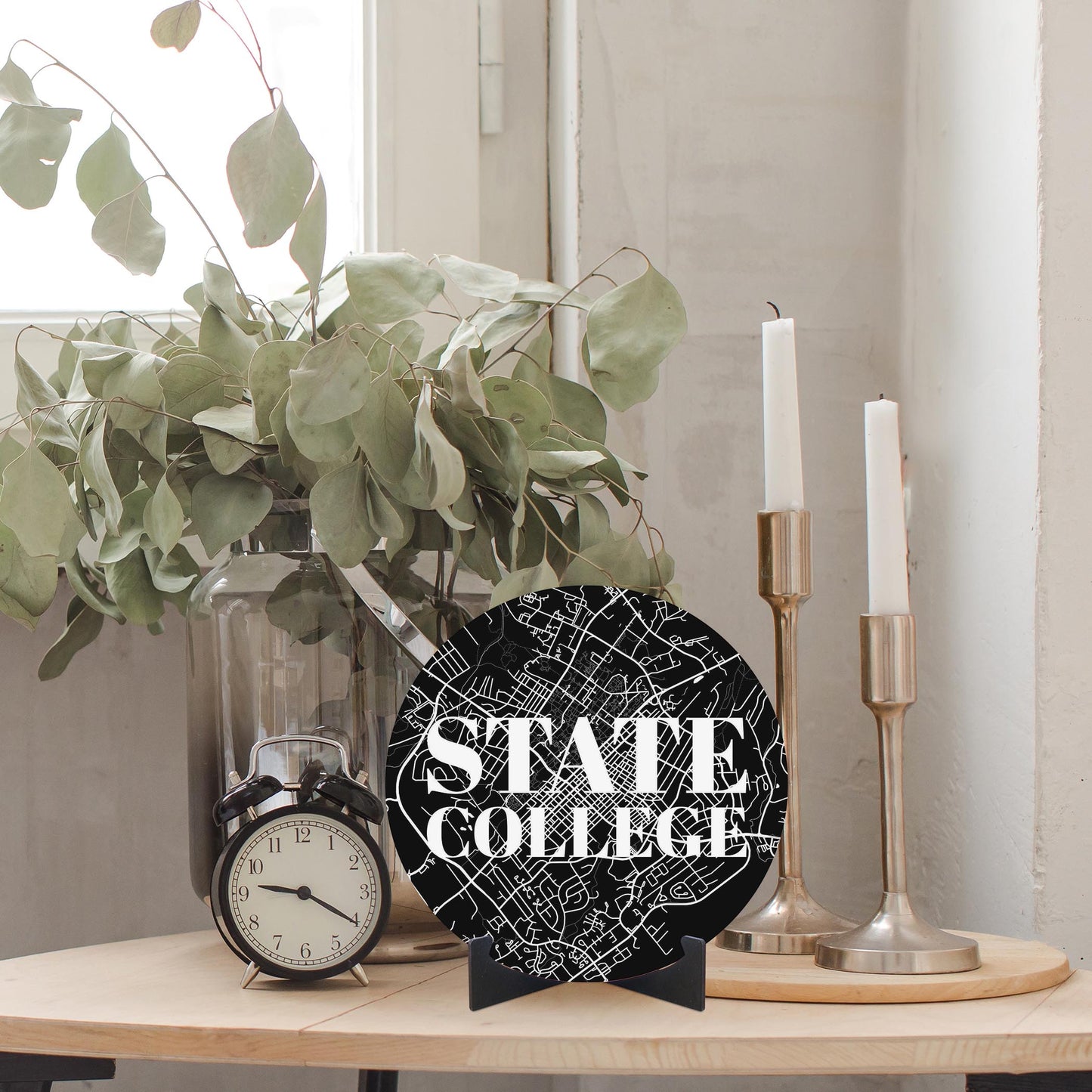 Minimalistic B&W Pennsylvania State College Map | Wood Sign | Eaches | Min 1
