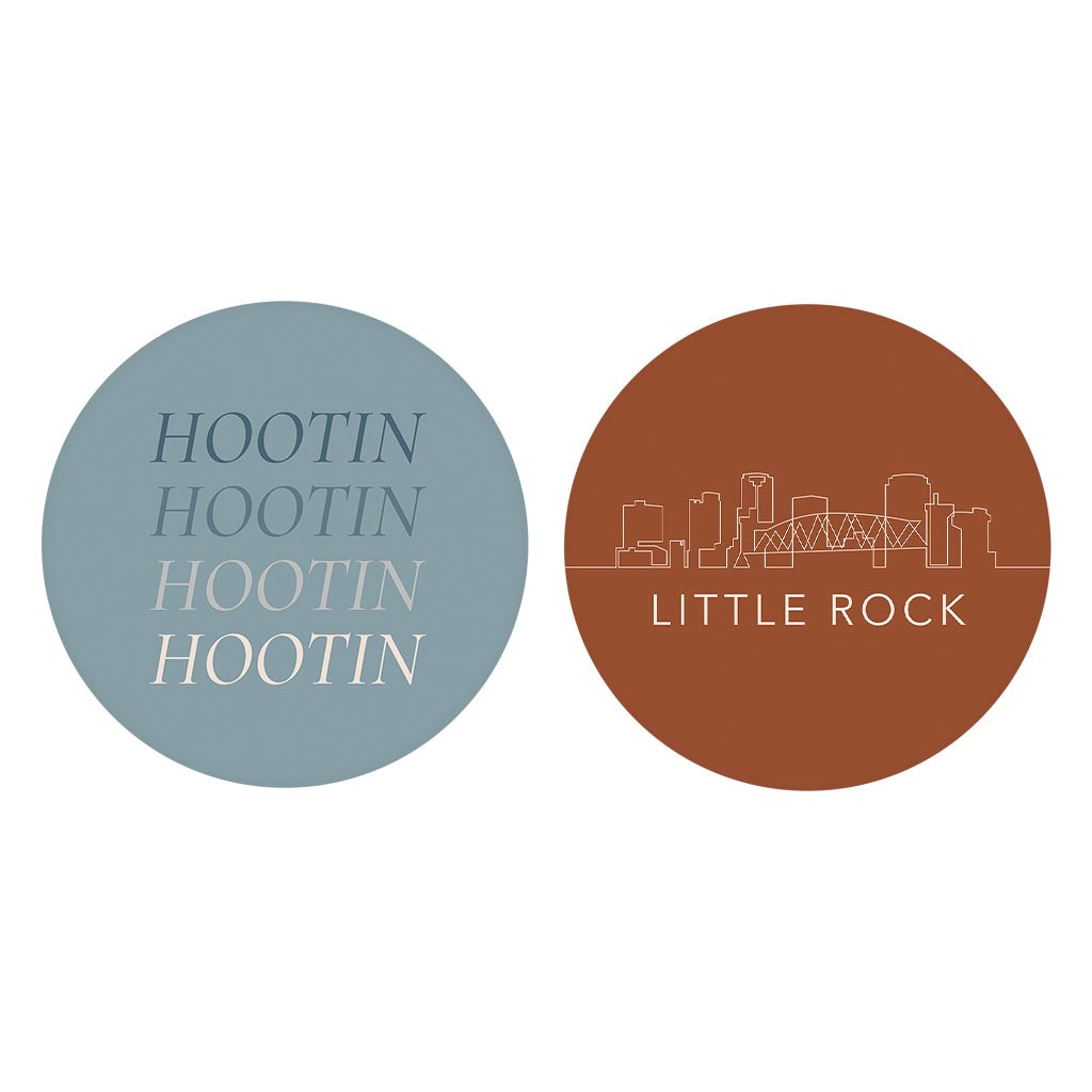 Modern Minimalist Arkansas Hootin Little Rock| Absorbent Car Coasters | Set of 2 | Min 4