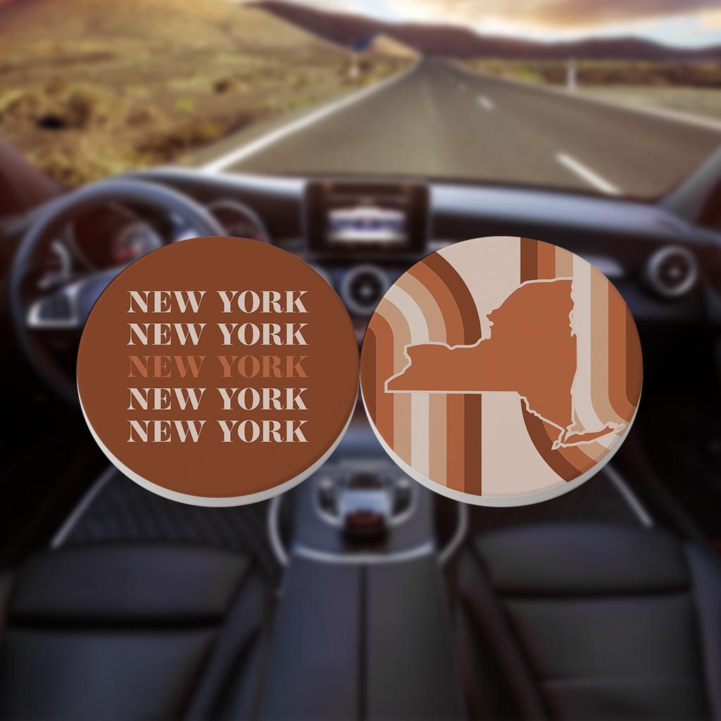 Modern Minimalist New York Shape Ny Dark| Absorbent Car Coasters | Set of 2 | Min 4