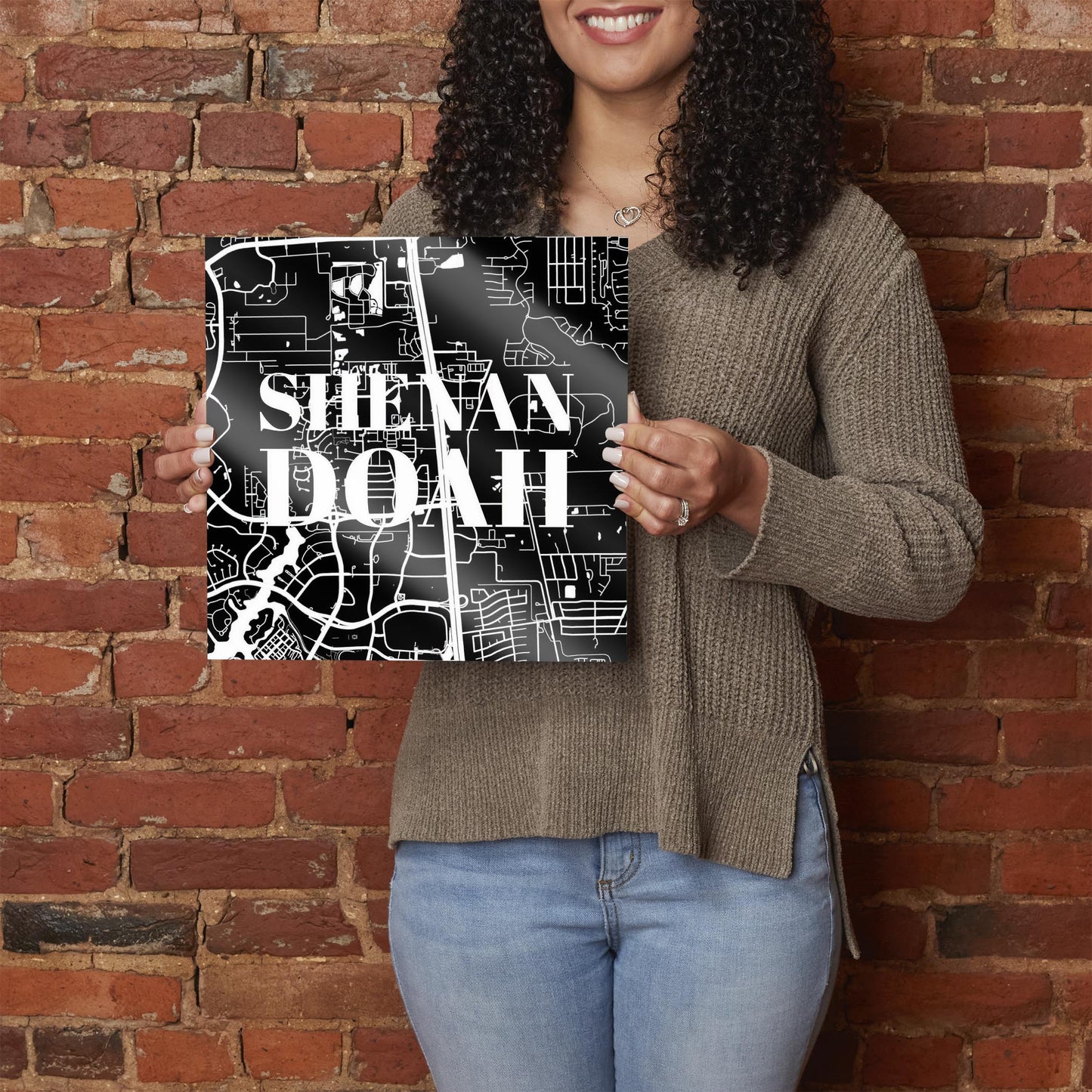 Minimalistic B&W Texas Shenandoah Map | Hi-Def Glass Art | Eaches | Min 1