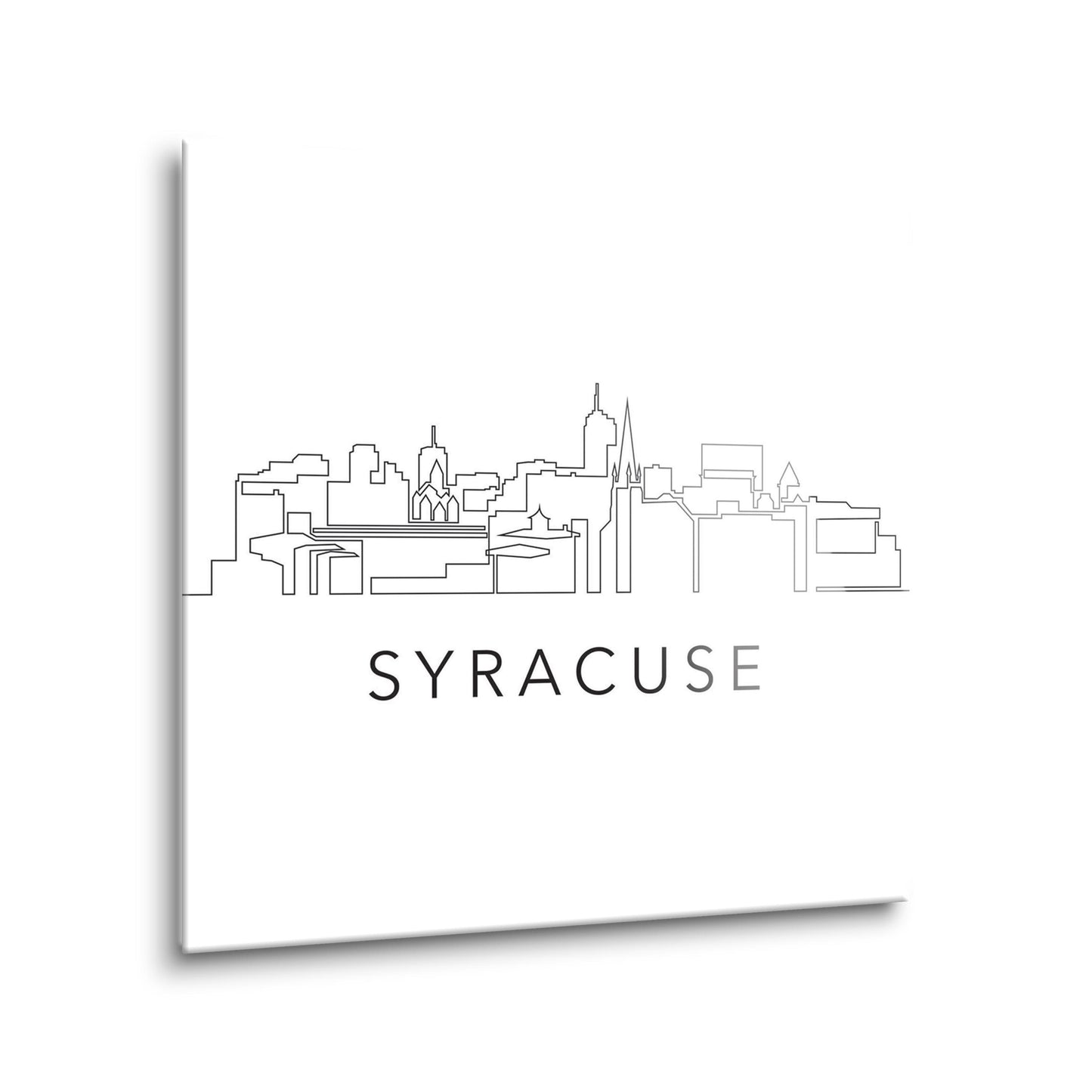 Minimalistic B&W New York Syracuse Skyline | Hi-Def Glass Art | Eaches | Min 2